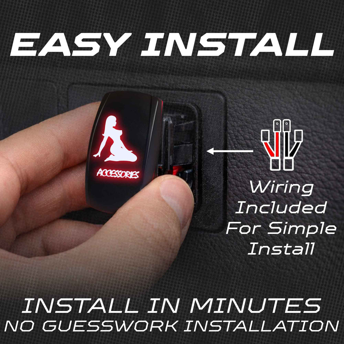 Waterproof Funny Rocker Switch 12v ON/Off, LED Backlit with Etched Design w/Toggle Switch 12v - UTV, Auto, Boat 20A Variation