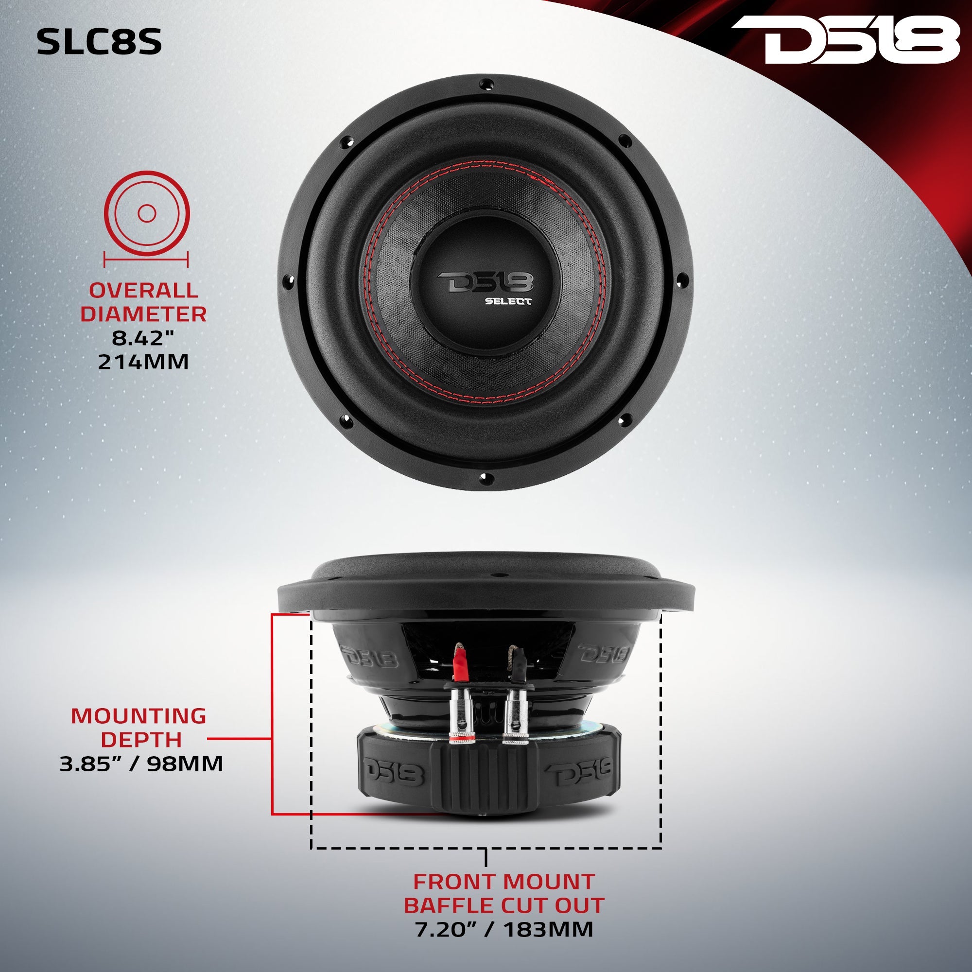 SELECT 8" Subwoofer 200 Watts Rms SVC 4-Ohm