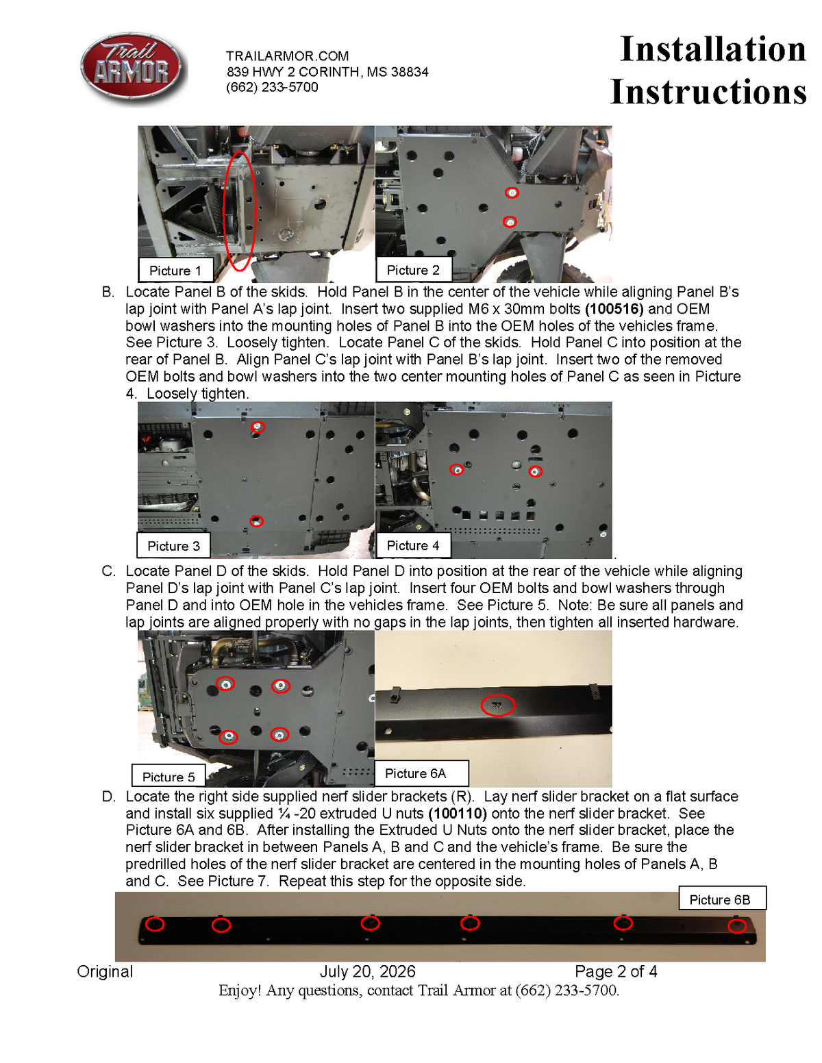 Trail Armor Can Am Commander Max XT, Commander Max and Commander Max Limited Full Skids with Integrated Slider Nerfs 2014-2020