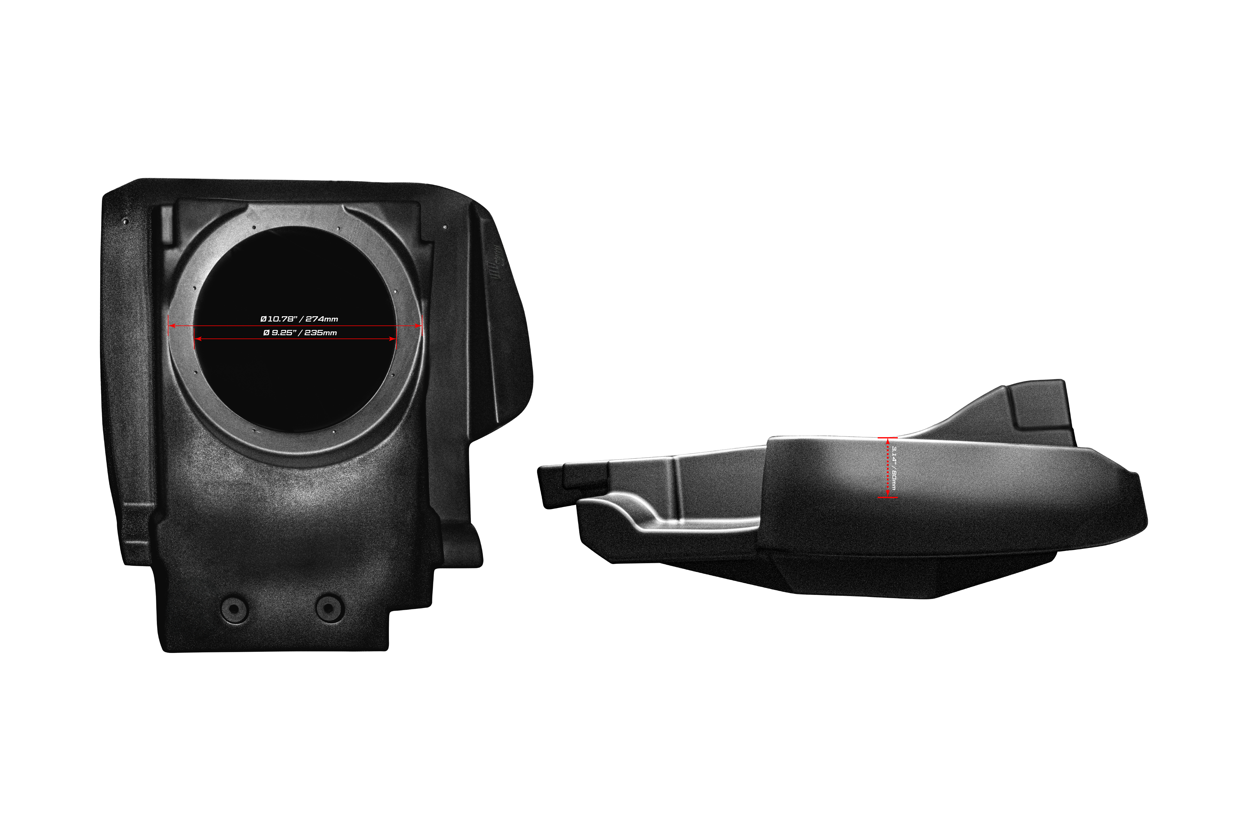 Can-Am® Maverick R 10" Front Passenger Subwoofer Enclosure (2-SEAT MODELS) – Unloaded | UTVS-R-ENC-PASS-2