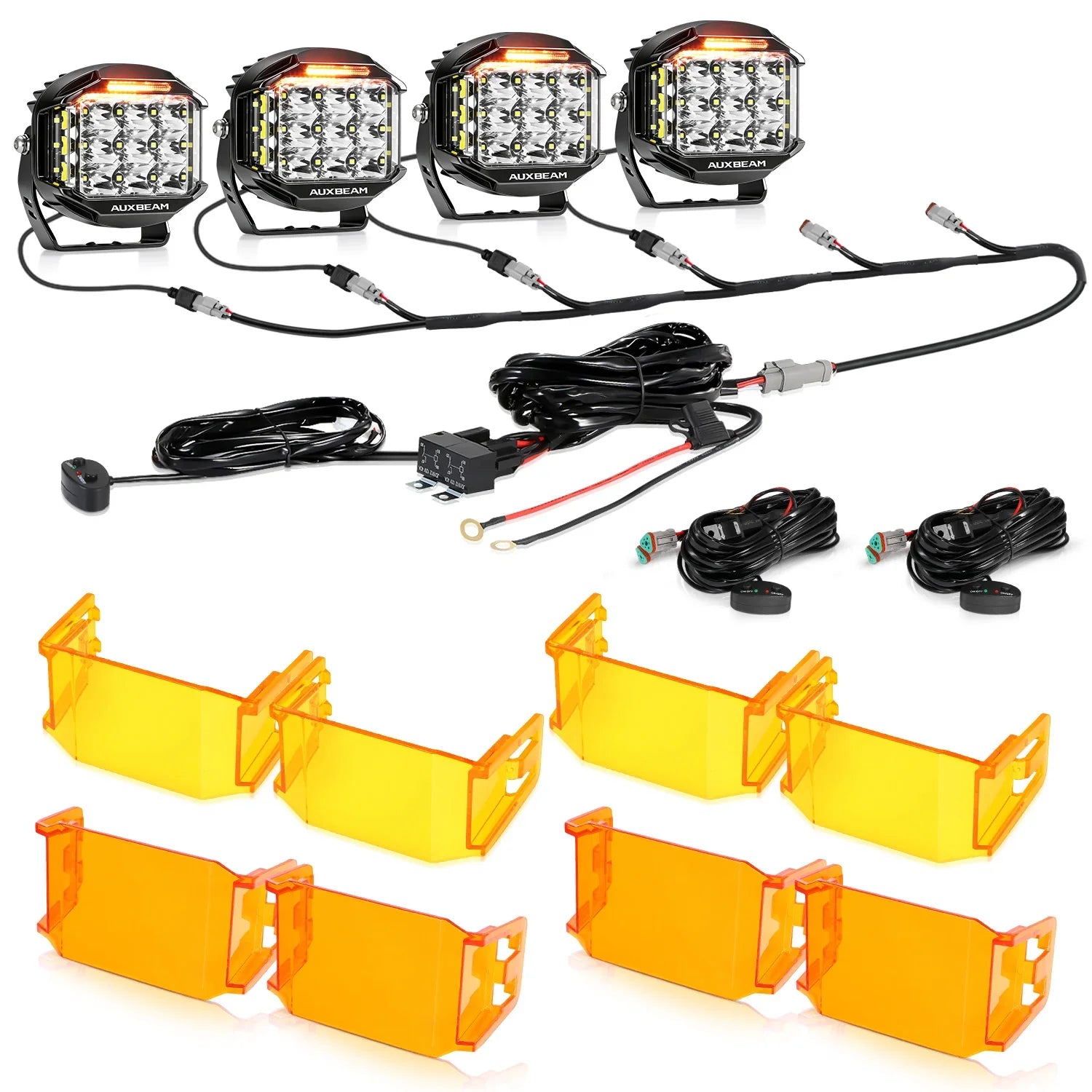 V-MAX Series | 5 Inch 168W 16440LM Spot Beam Side Shooter LED Round Pod Lights with Amber DRL