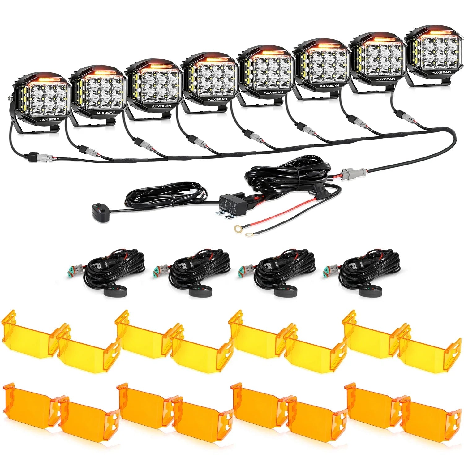 V-MAX Series | 5 Inch 168W 16440LM Spot Beam Side Shooter LED Round Pod Lights with Amber DRL