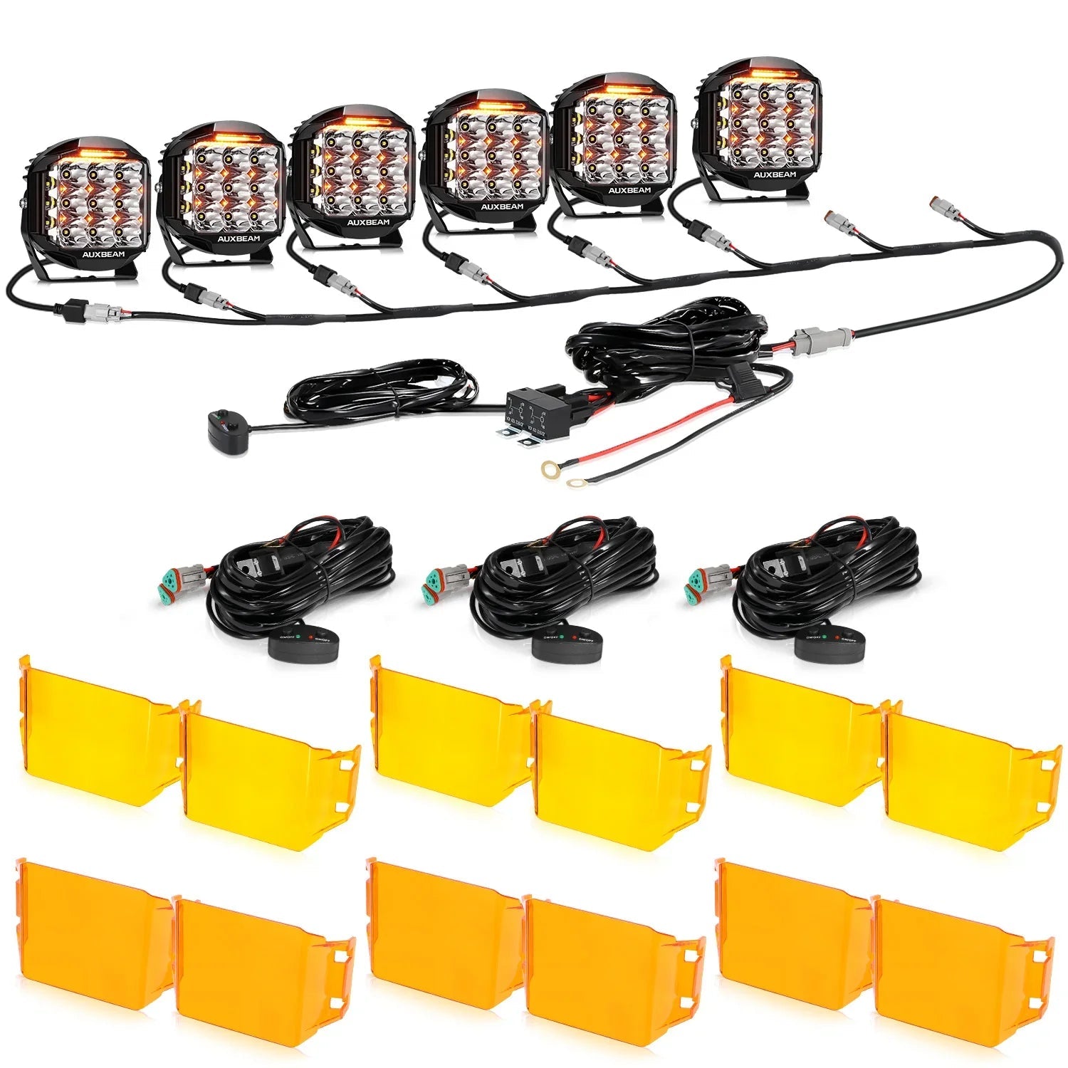V-MAX Series | 7 Inch 228W 26100LM Spot Beam Side Shooter LED Round Driving Lights with Amber DRL&Backlight