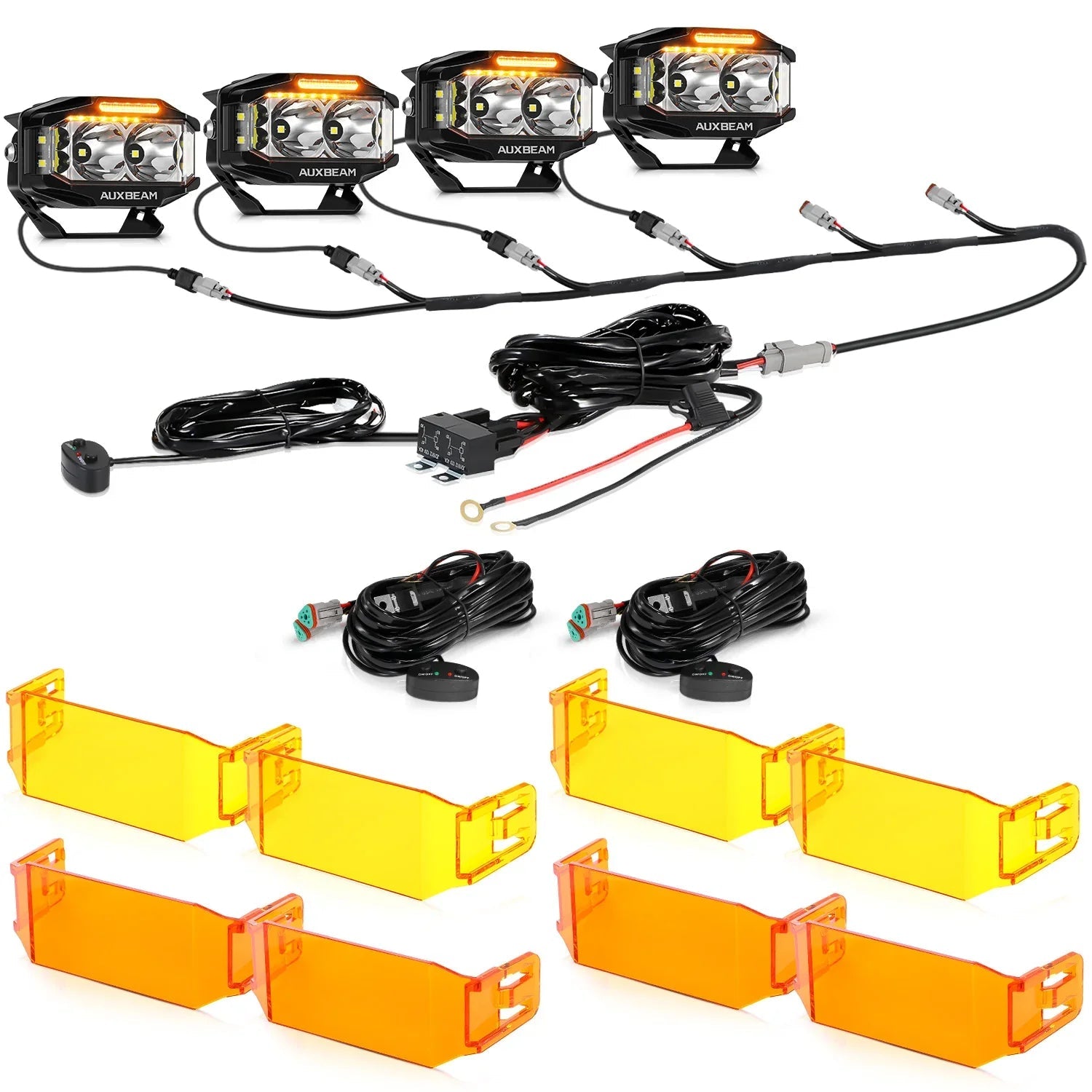 V-MAX Series | 4 Inch 72W 6960LM Spot Beam Side Shooter LED Rectangular Pod Lights with Amber DRL