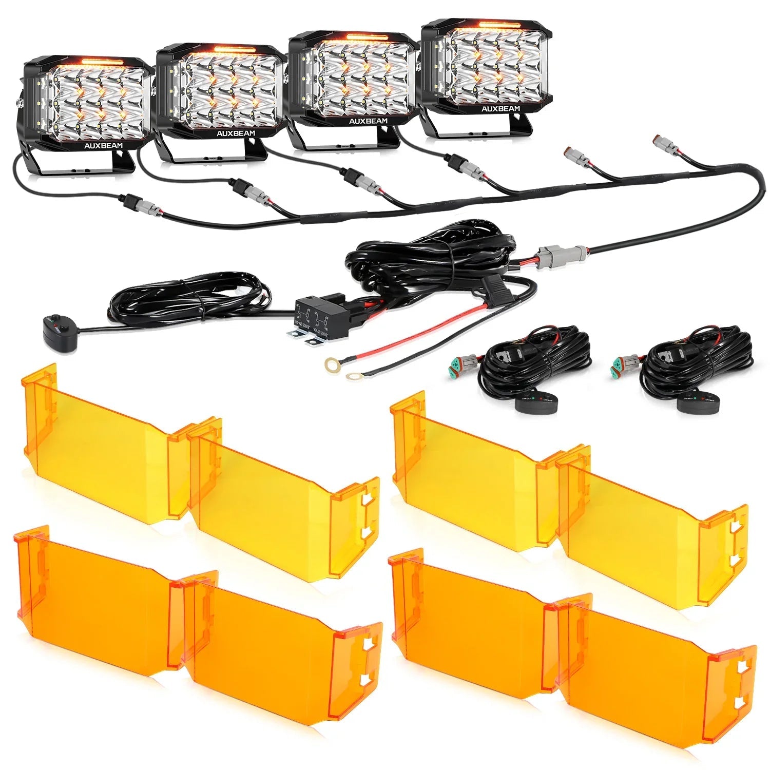 V-MAX Series | 7x5 Inch Rectangle 228W 26100LM Spot Beam Side Shooter LED Driving Lights with Amber DRL&Backlight