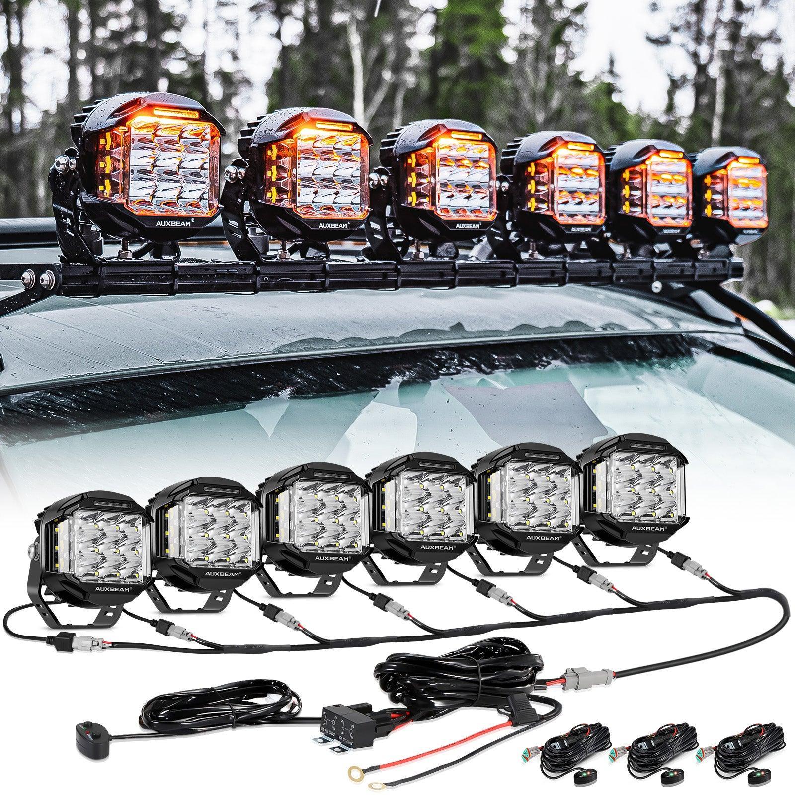 V-MAX Series 4/5/7 Inch Spot Beam Side Shooter LED Pod Lights with Amber DRL