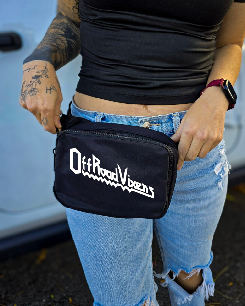 Heavy Metal Double Pocket Crossbody Bag