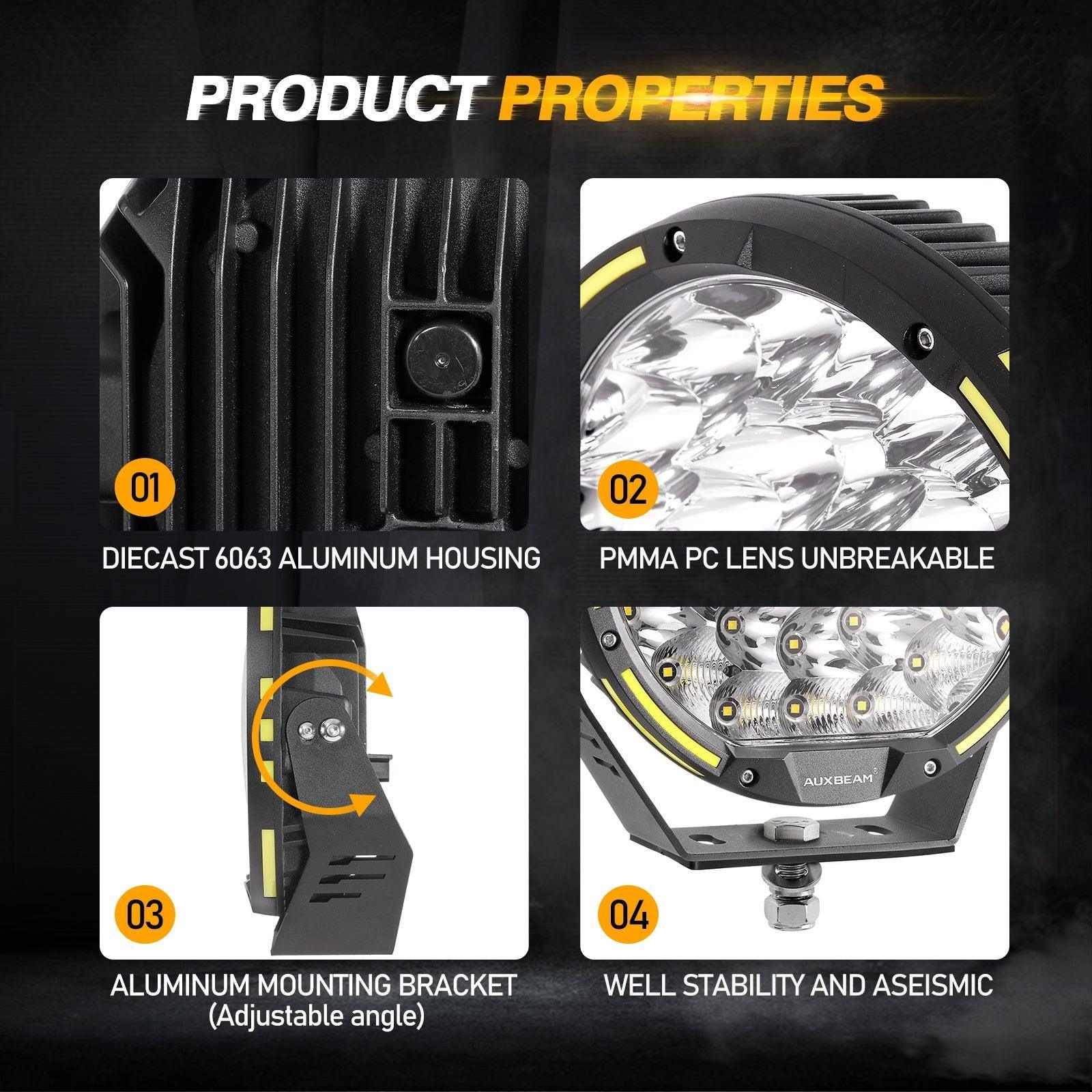 (2pcs/set) 9 INCH 270W 37776LM 360-PRO Series Custom Lens LED Driving Lights+Amber/Black Covers(Optional) for Ford F150 F250 F350 F450