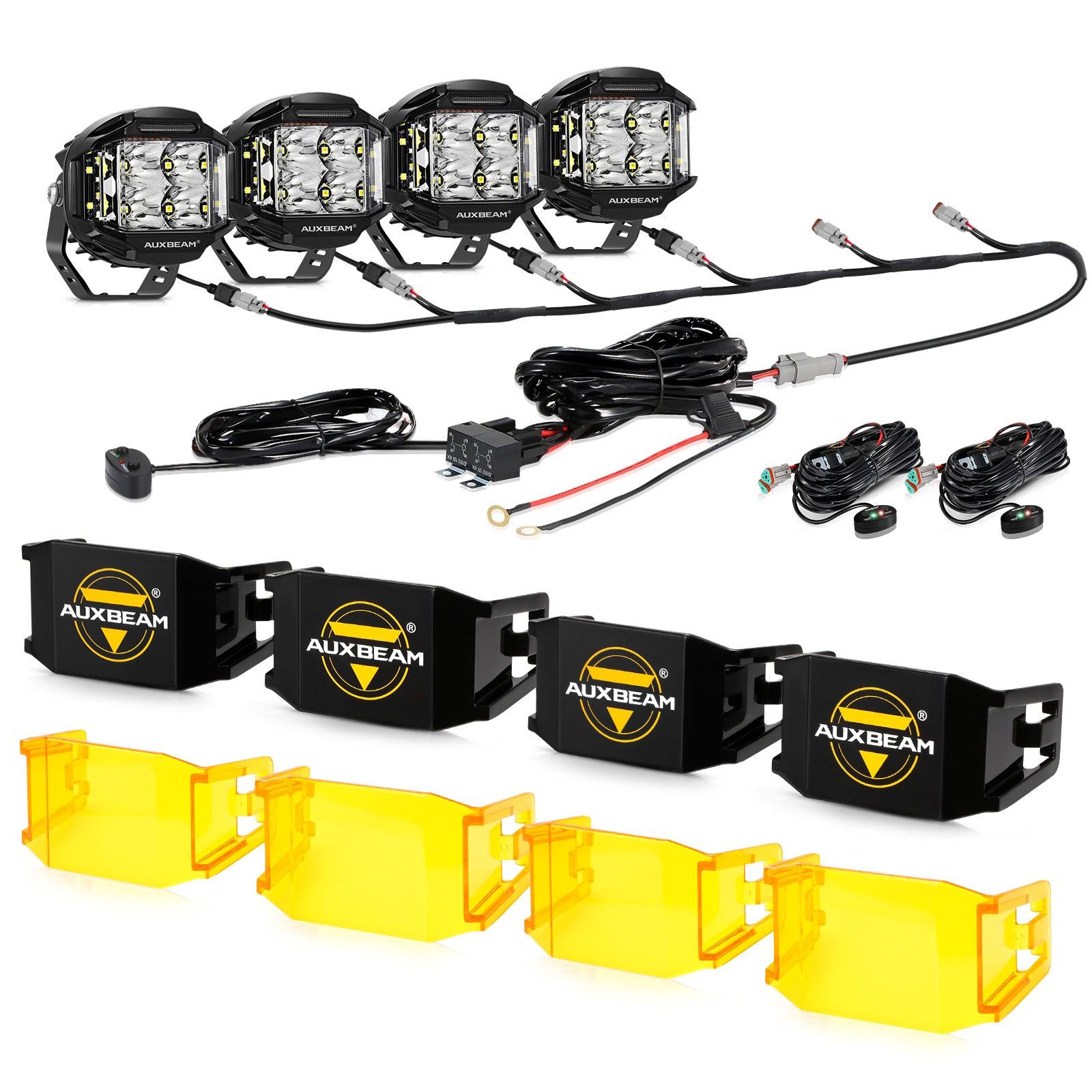 V-MAX Series | 4 Inch 92W 8960LM Combo Beam Side Shooter LED Round Pod Lights with Amber DRL
