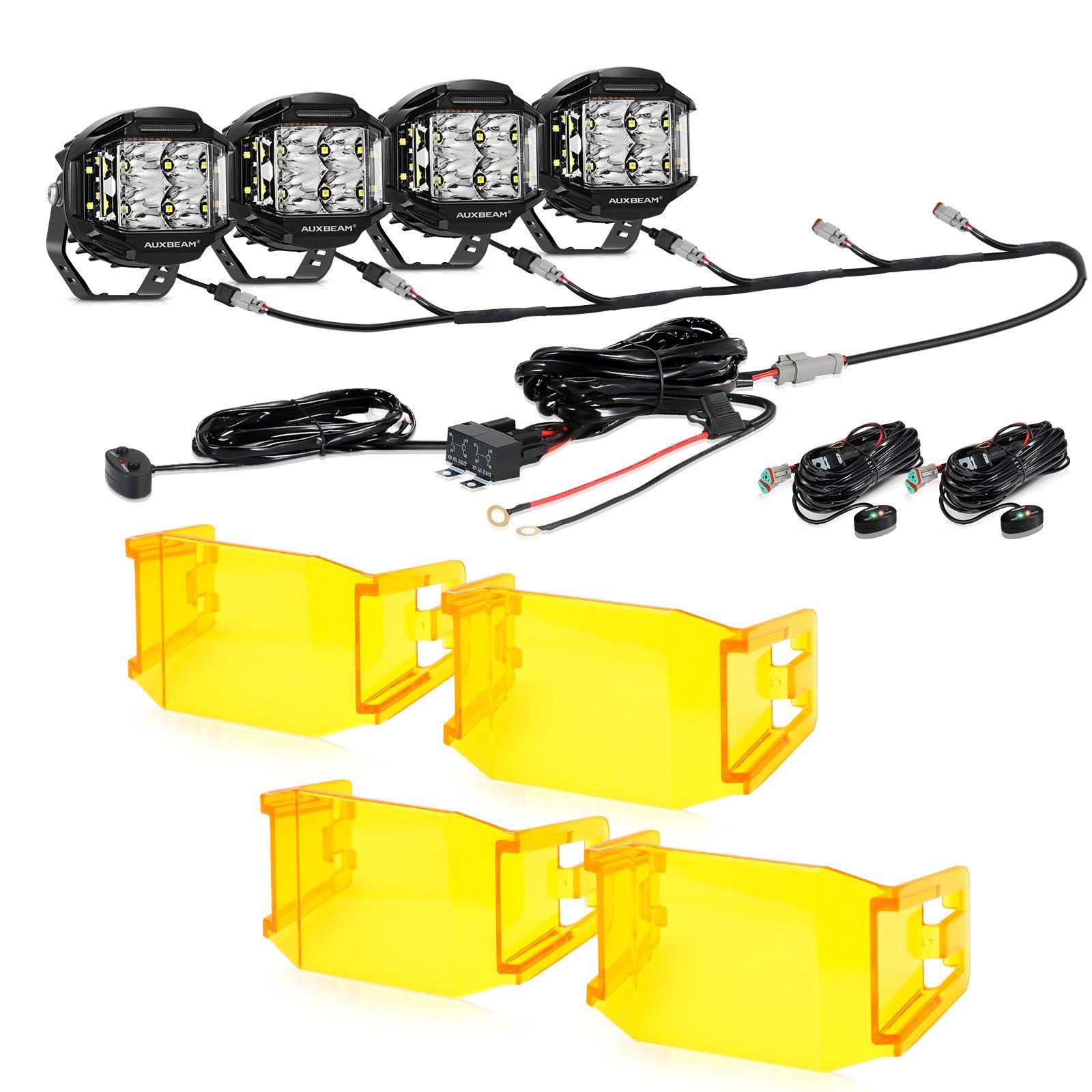 V-MAX Series | 4 Inch 92W 8960LM Combo Beam Side Shooter LED Round Pod Lights with Amber DRL