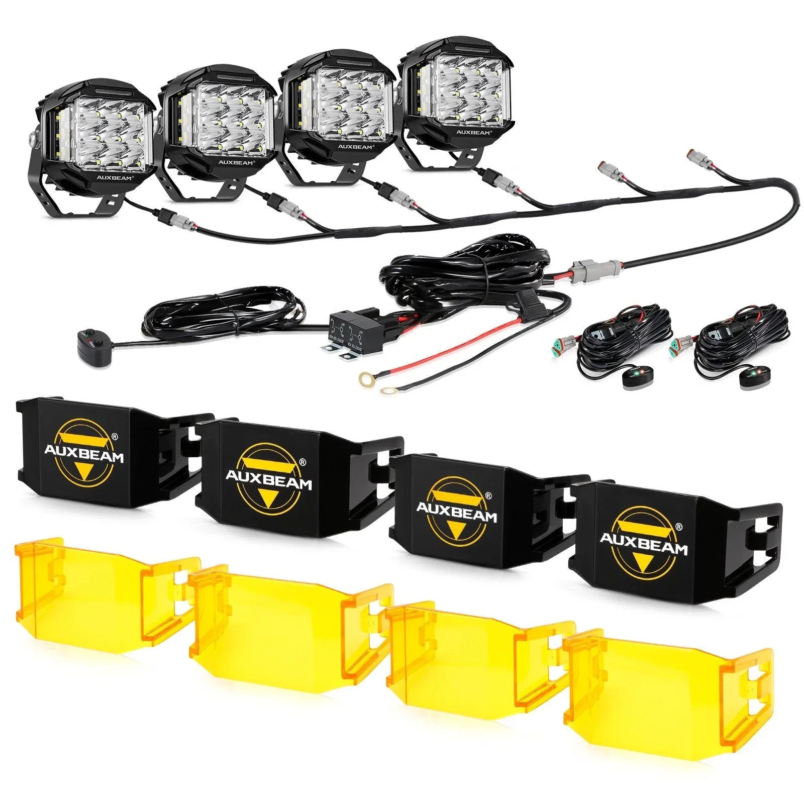 V-MAX Series 4/5/7 Inch Spot Beam Side Shooter LED Pod Lights with Amber DRL