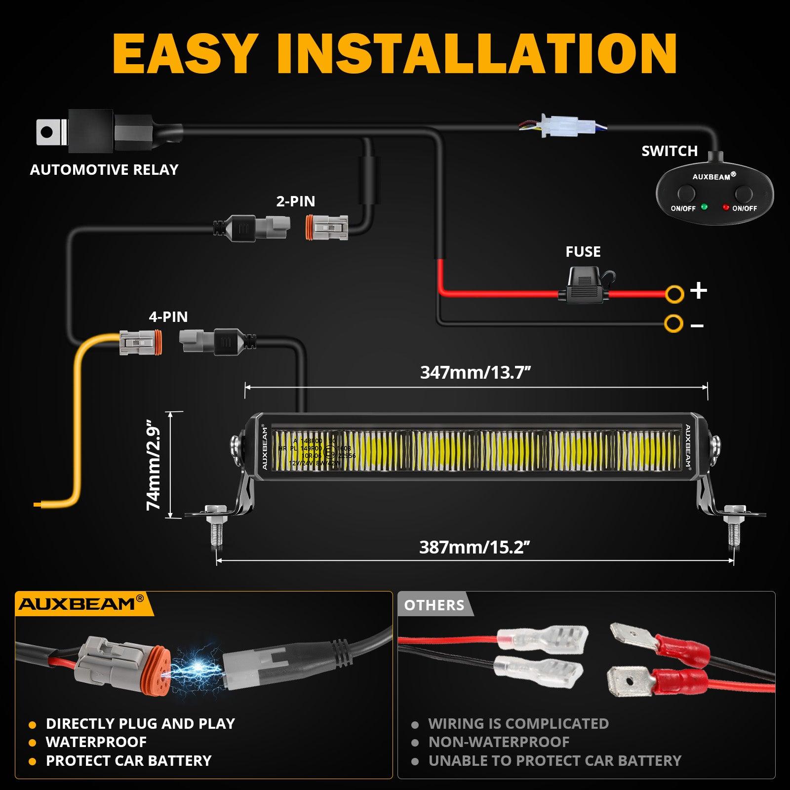 SP-DRL Series 12 Inch 68W 7440LM Single Row Off Road LED Light Bar With Amber&White DRL