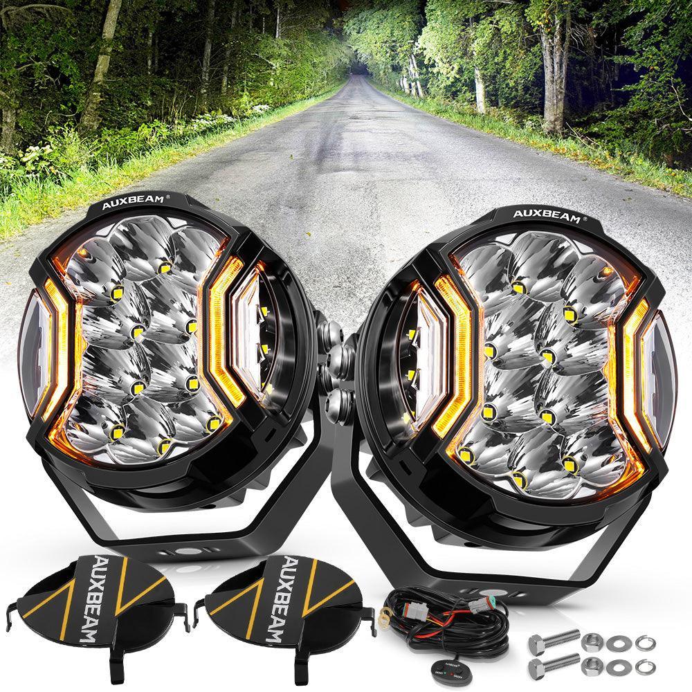 V-ULTRA Series 3/5/7/9 Inch LED Side Shooter Amber/White Pod Lights with Amber DRL