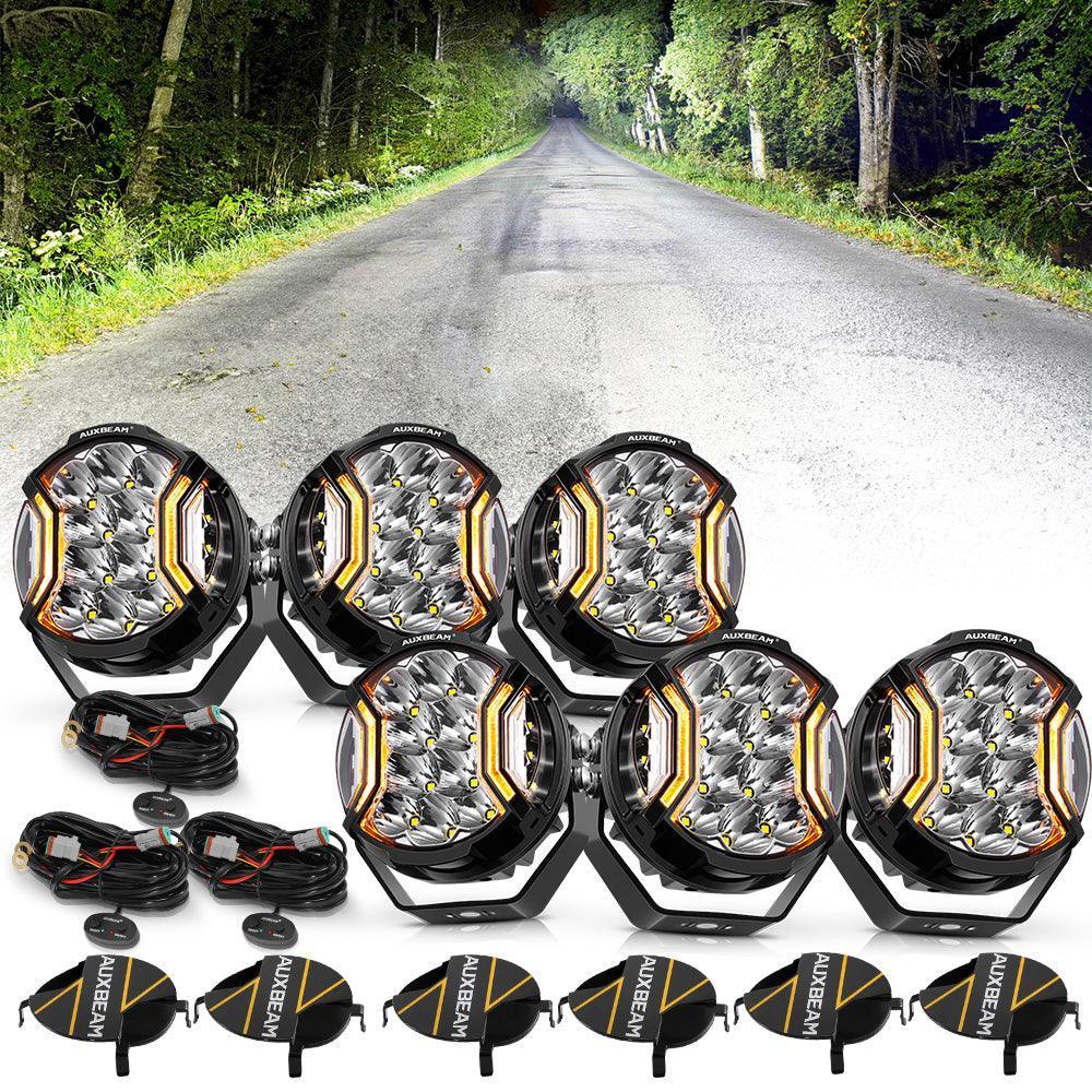 V-ULTRA Series 3/5/7/9 Inch LED Side Shooter Amber/White Pod Lights with Amber DRL