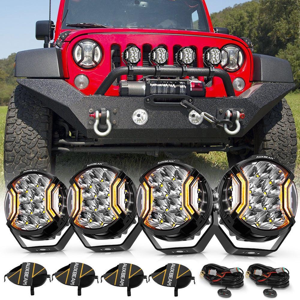V-ULTRA Series 3/5/7/9 Inch LED Side Shooter Amber/White Pod Lights with Amber DRL