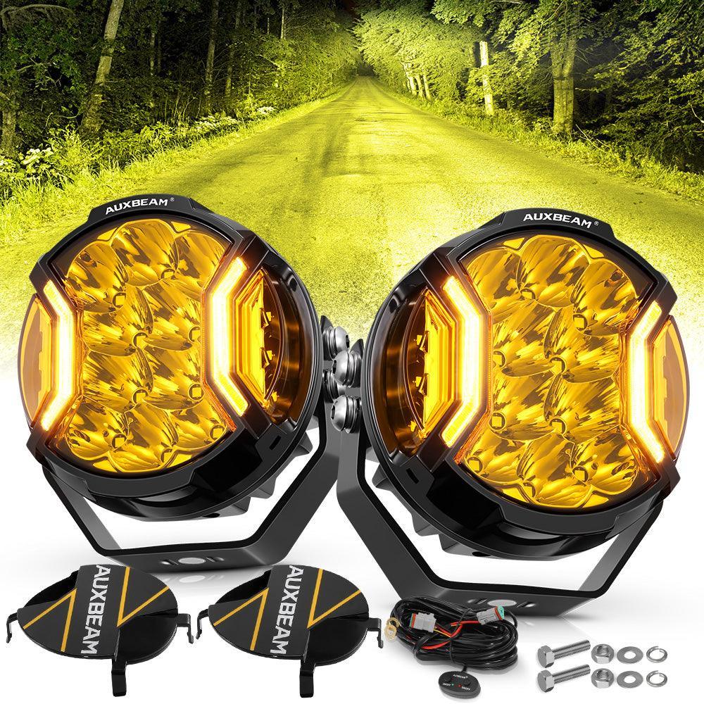 V-ULTRA Series 3/5/7/9 Inch LED Side Shooter Amber/White Pod Lights with Amber DRL
