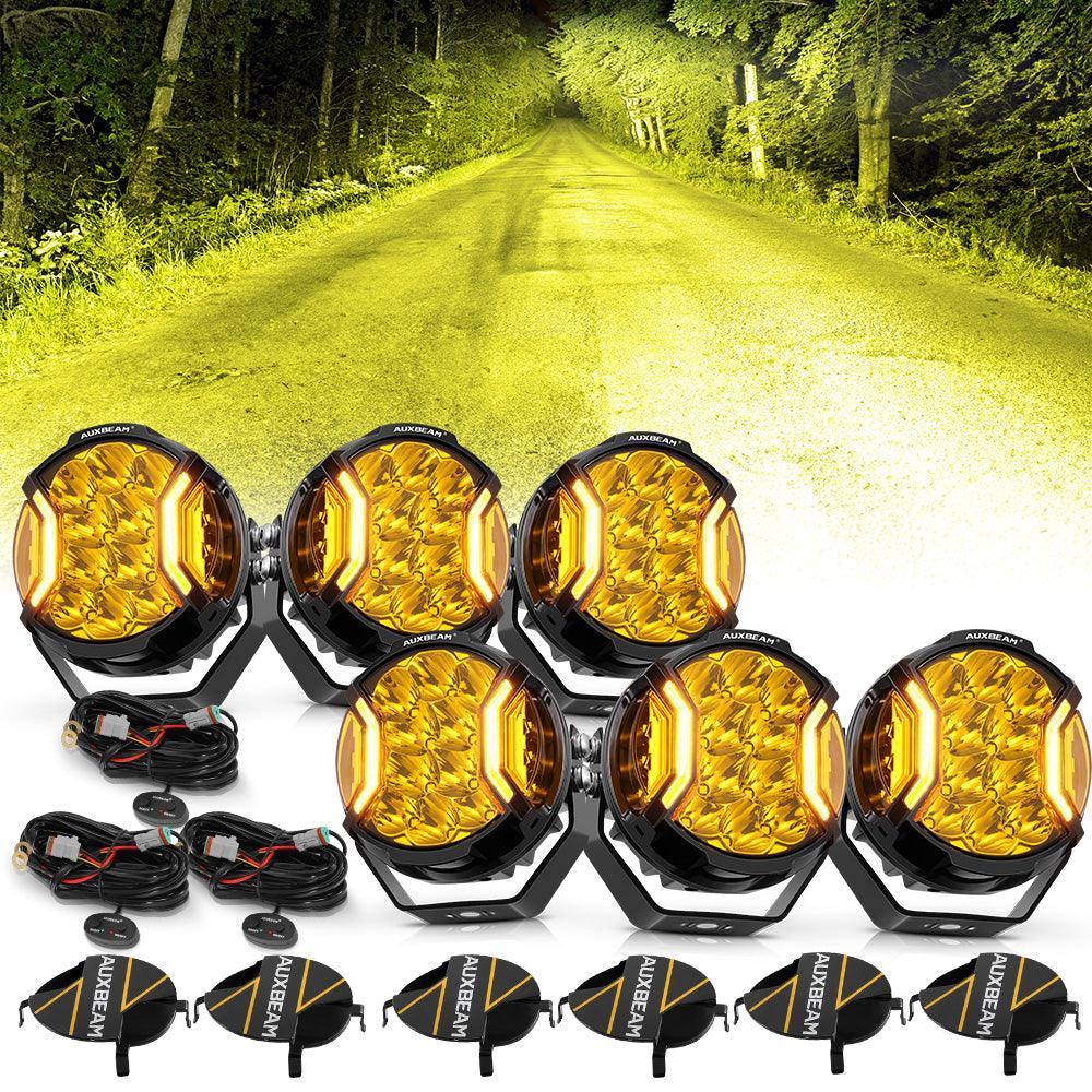 V-ULTRA Series 3/5/7/9 Inch LED Side Shooter Amber/White Pod Lights with Amber DRL