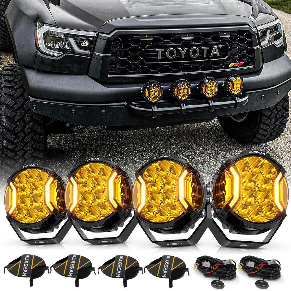 V-ULTRA Series 3/5/7/9 Inch LED Side Shooter Amber/White Pod Lights with Amber DRL