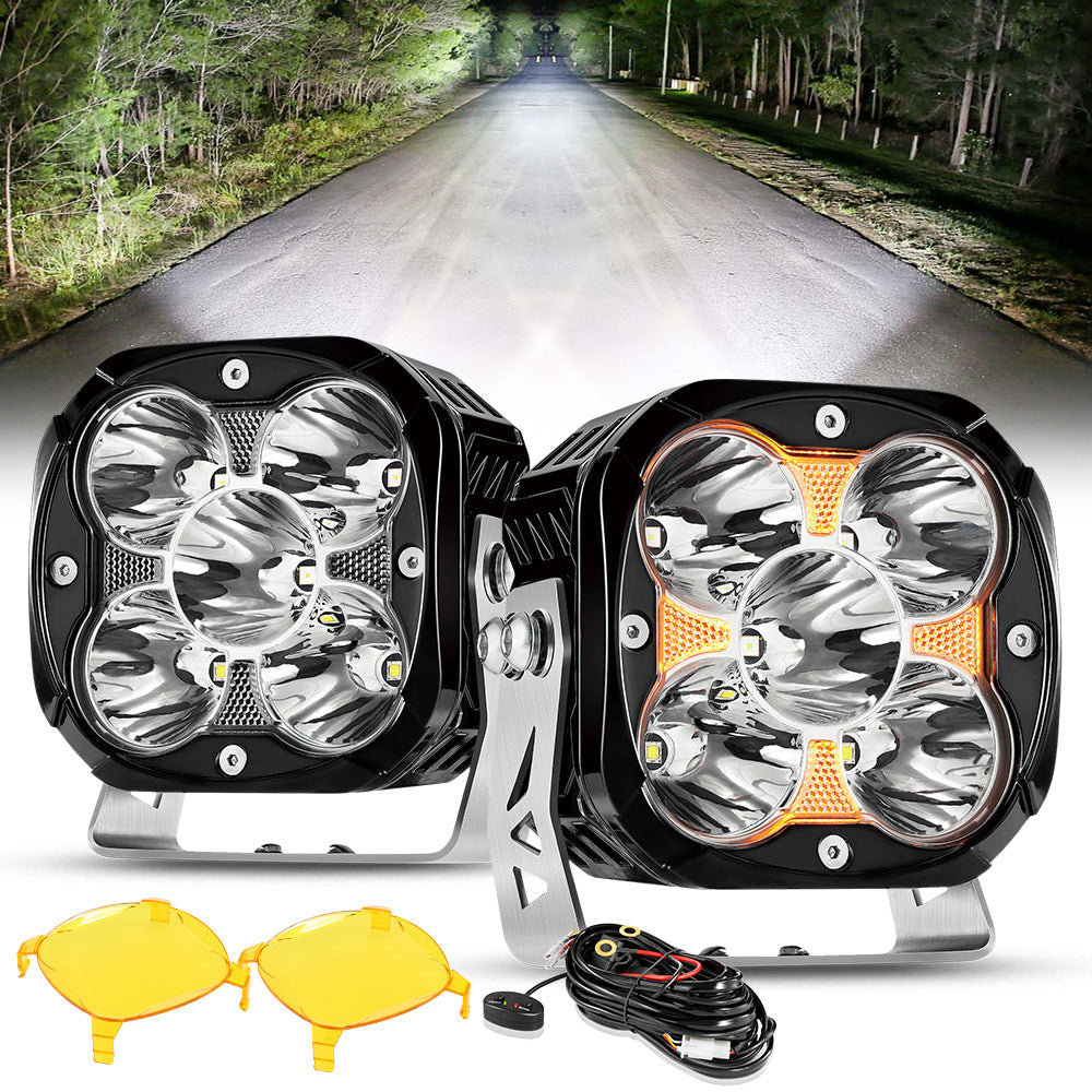 XP-ULTRA Series 4.5 Inch Spot Beam LED Pod Lights Off Road Lights with Amber Backlight