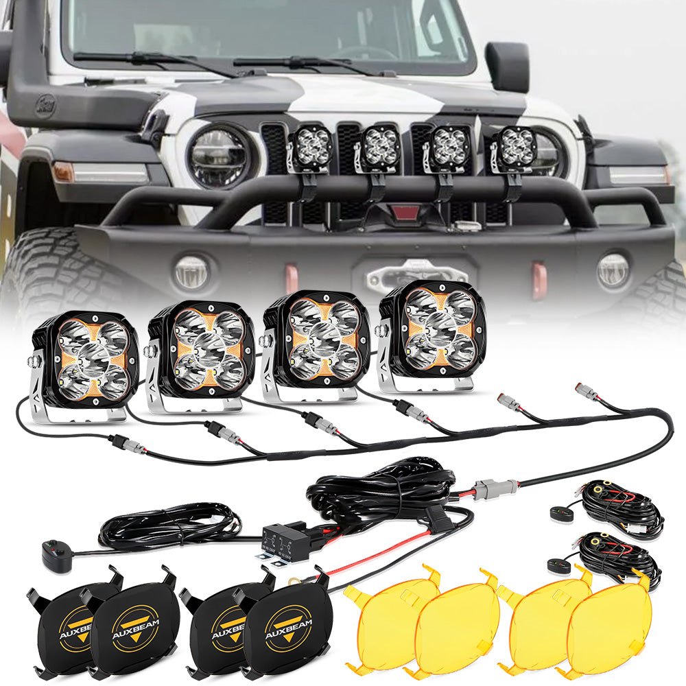 XP-ULTRA Series 4.5 Inch LED Pod Lights Off Road Lights with Amber Backlight
