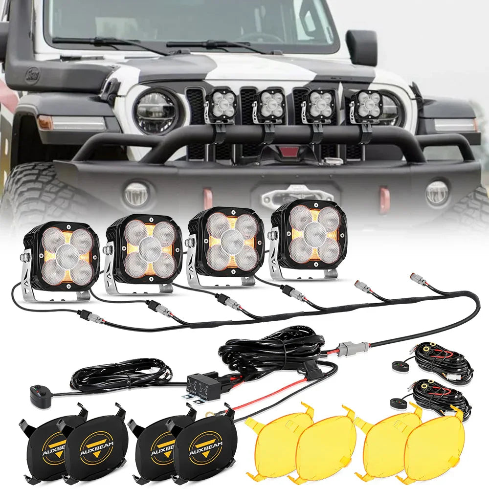 XP-ULTRA Series 4.5 Inch LED Pod Lights Off Road Lights with Amber DRL