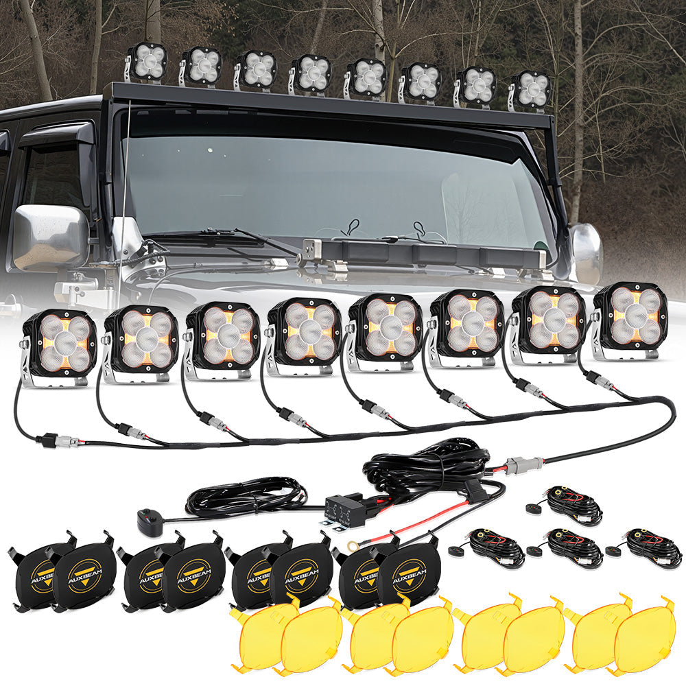 XP-ULTRA Series 4.5 Inch Flood Beam LED Pod Lights Off Road Lights with Amber Backlight