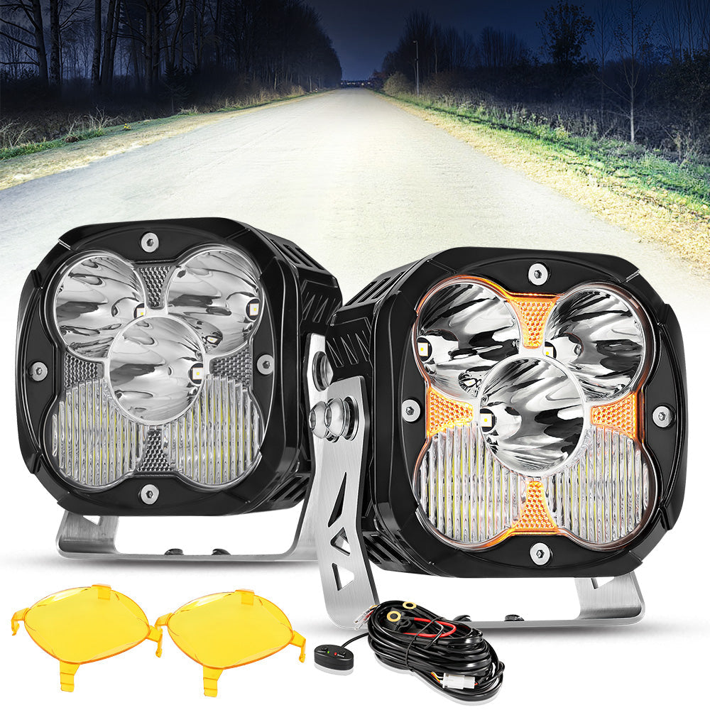 XP-ULTRA Series 4.5 Inch LED Pod Lights Off Road Lights with Amber Backlight