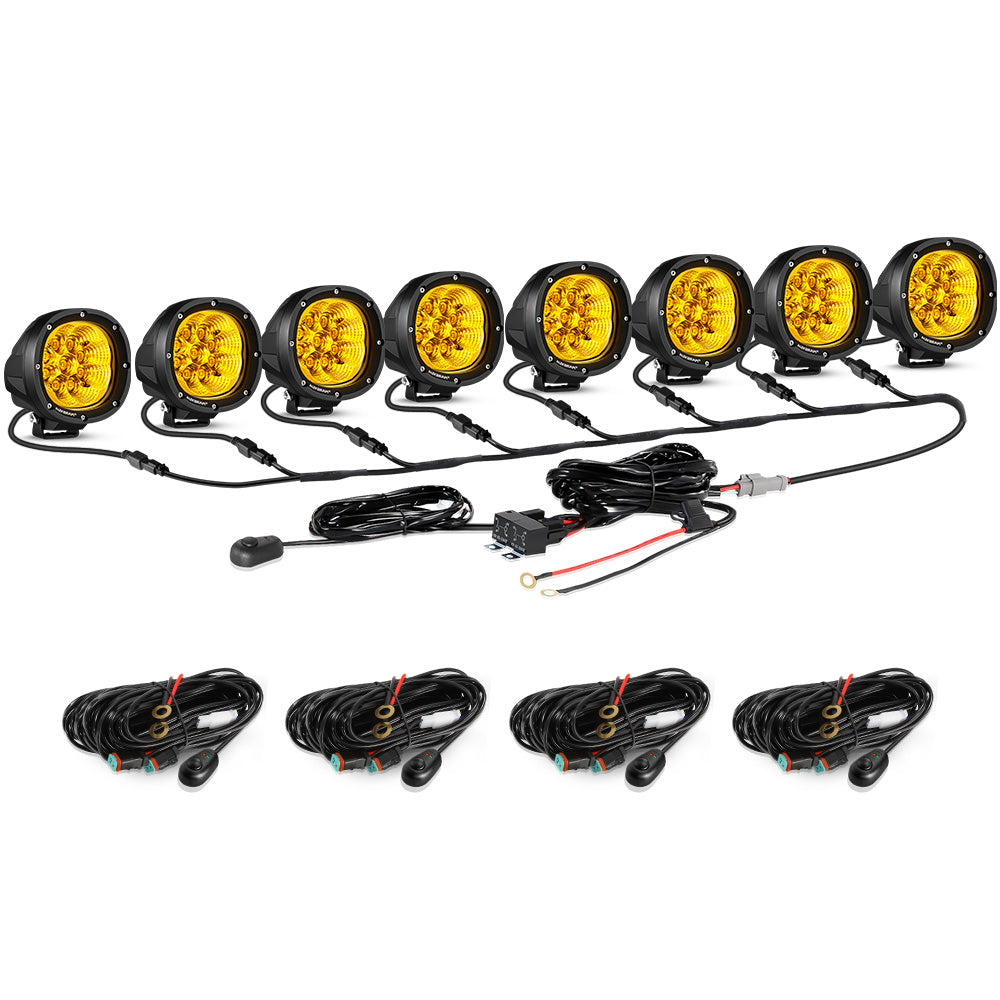 P4 Series | 4 Inch 90W 9000LM Round LED Driving Lights Flood Amber Pod Lights