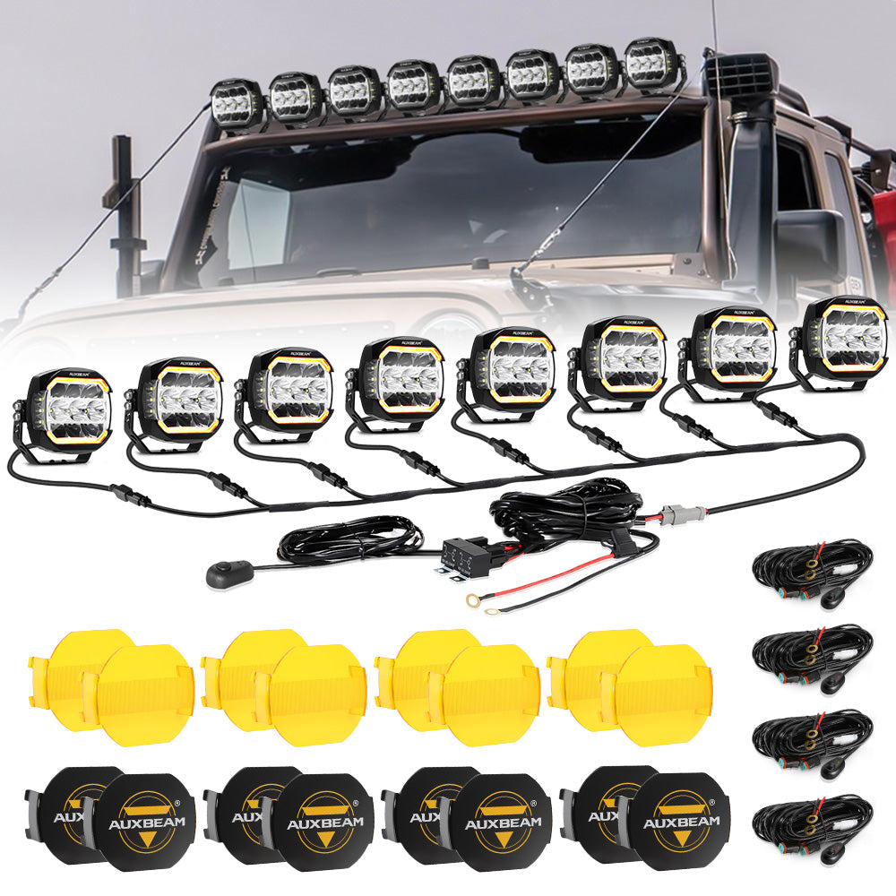XP-ULTRA Series 5 Inch 174W LED Side Shooter Pod Lights with White DRL&Amber Turn Signal Light