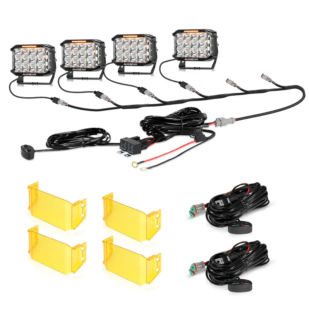 V-MAX Series | 7x5 Inch Rectangle 228W 26100LM Spot Beam Side Shooter LED Driving Lights with Amber DRL&Backlight