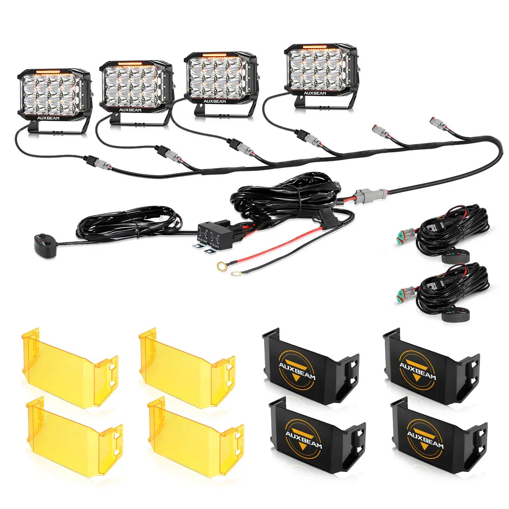 V-MAX Series | 7x5 Inch Rectangle 228W 26100LM Spot Beam Side Shooter LED Driving Lights with Amber DRL&Backlight