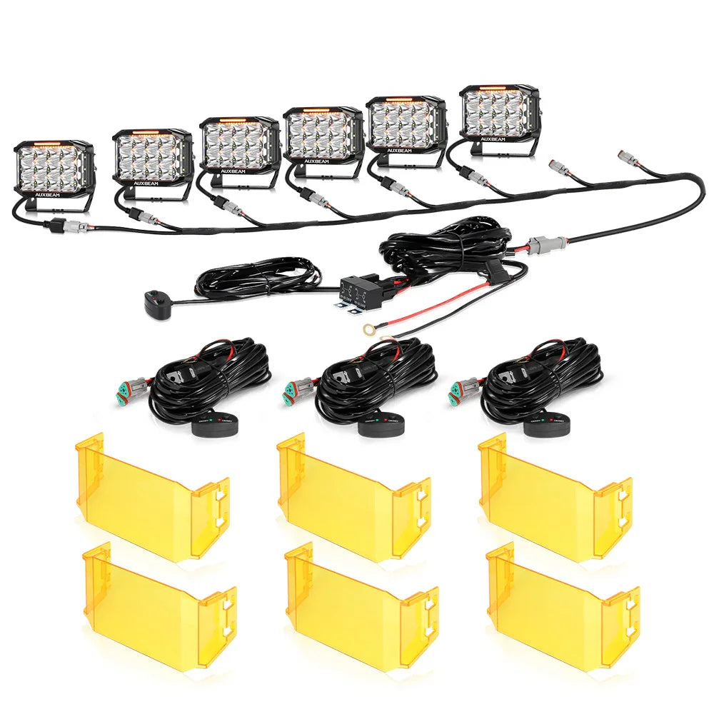 V-MAX Series | 7x5 Inch Rectangle 228W 26100LM Spot Beam Side Shooter LED Driving Lights with Amber DRL&Backlight
