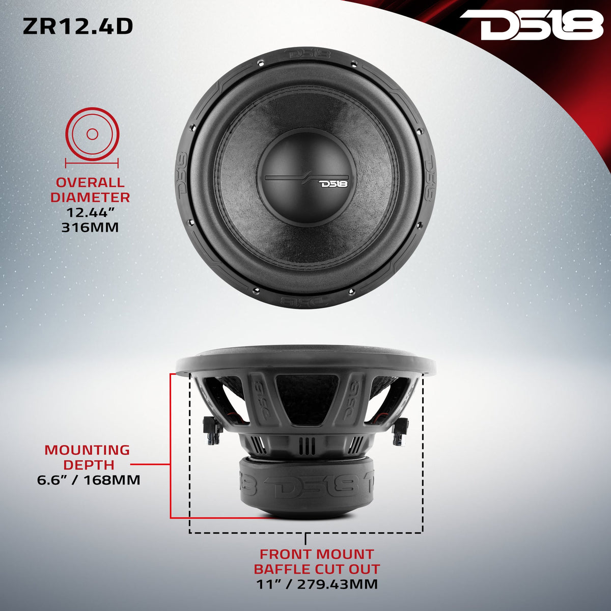 ZR 12" Subwoofer 750 Watts Rms DVC 4-Ohm
