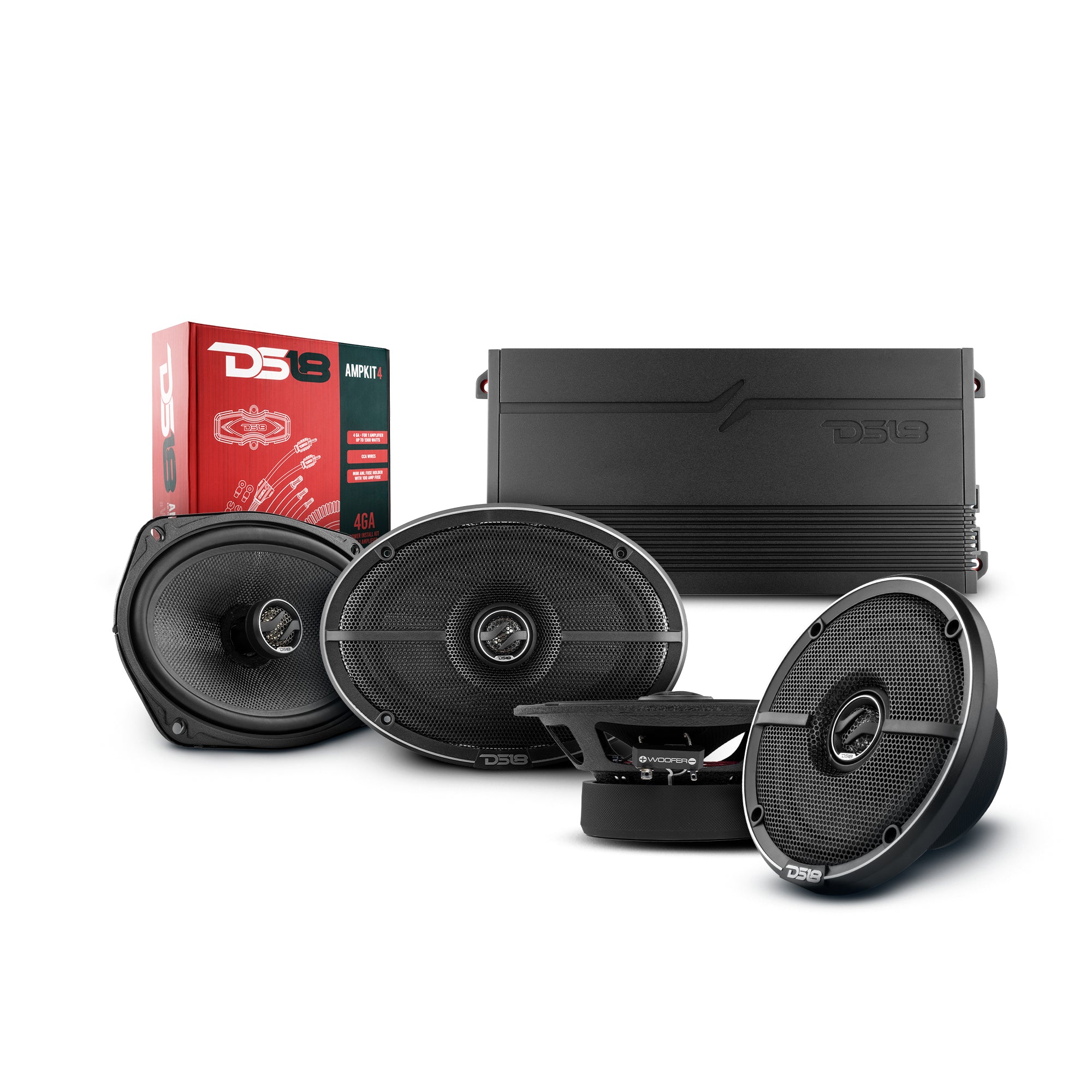 DS18 2015-2020 Ford F-150 Crew and Super Cab Front and Back Doors Speaker Better Upgrade/Replacement Package 1800 Watts