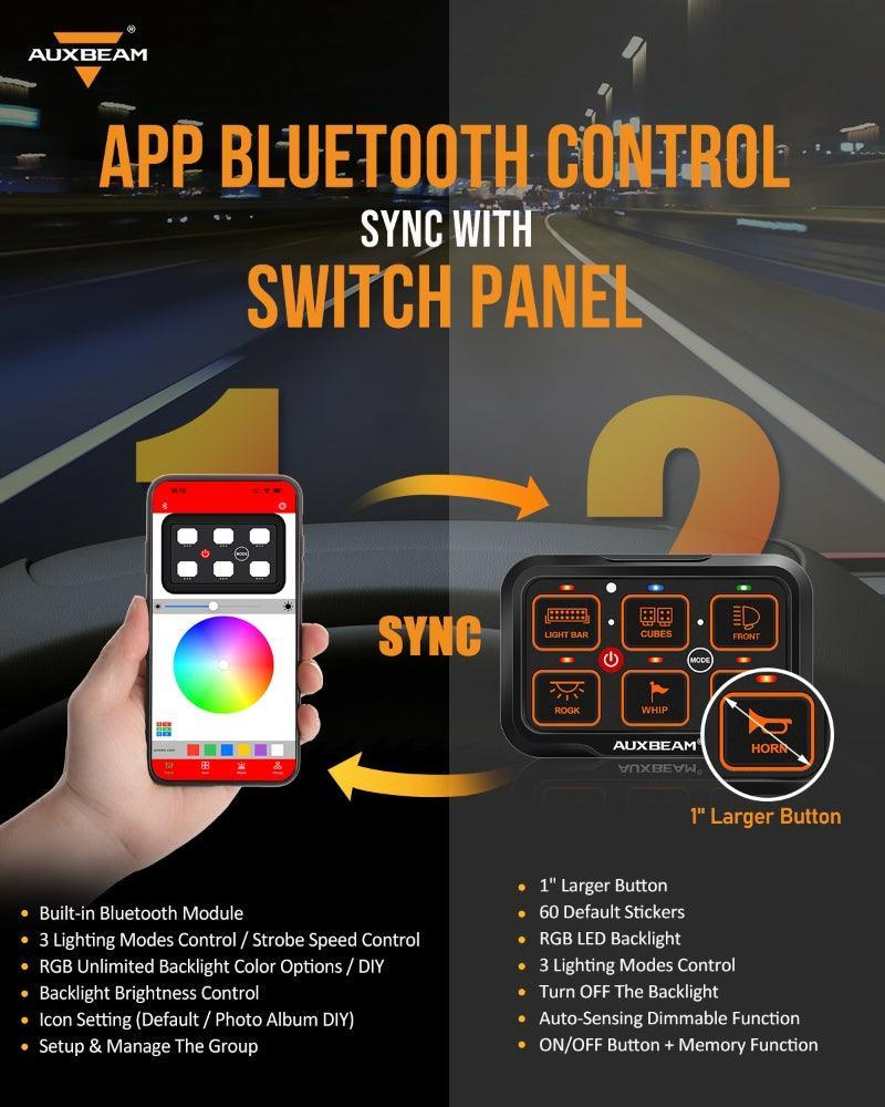 AR Series 6 Gang (AR-600) RGB Switch Panel with APP, Toggle/ Momentary/ Pulsed Mode Supported (One-Side Output)