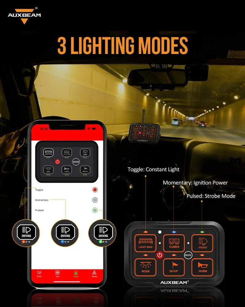 AR Series 6 Gang (AR-600) RGB Switch Panel with APP, Toggle/ Momentary/ Pulsed Mode Supported (One-Side Output)