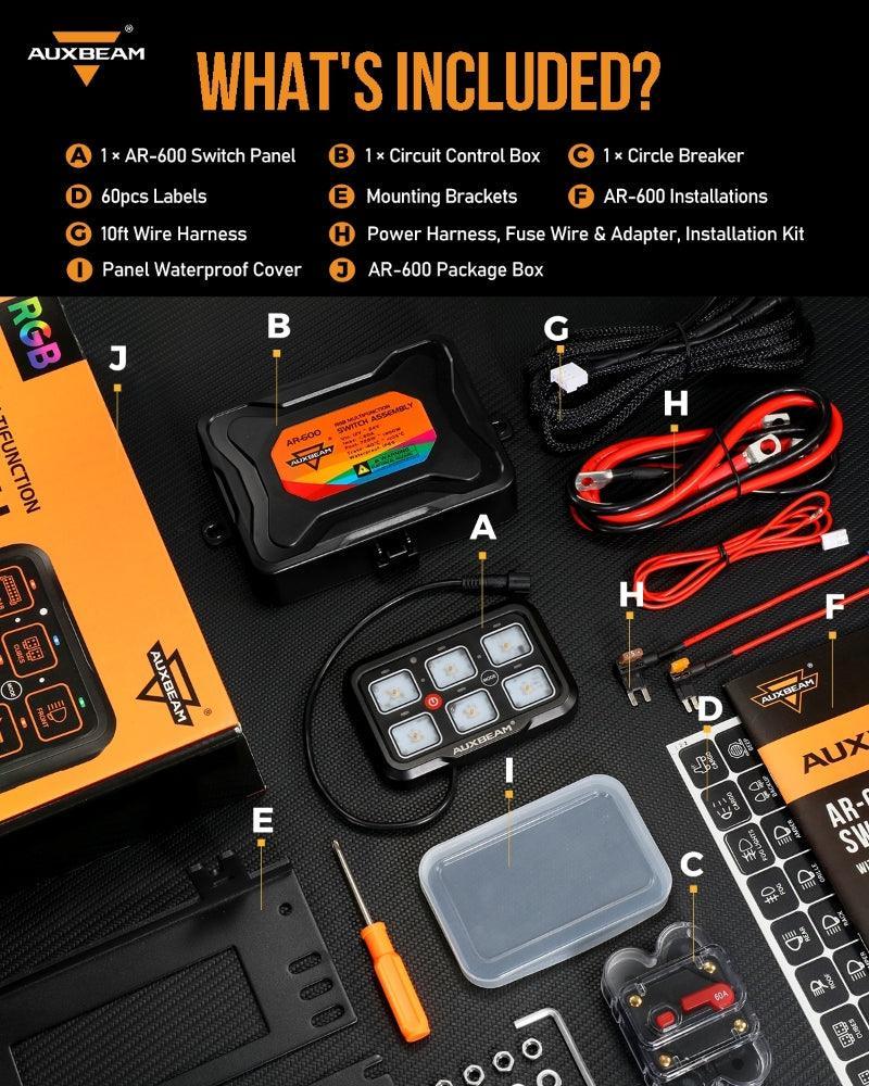 AR Series 6 Gang (AR-600) RGB Switch Panel with APP, Toggle/ Momentary/ Pulsed Mode Supported (One-Side Output)