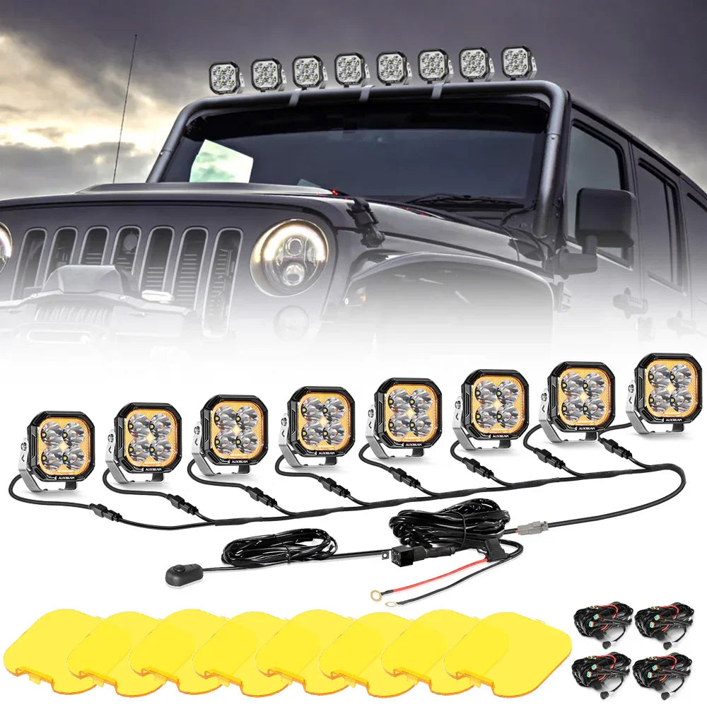 Color Play Series 3 Inch 100W LED Pod Lights Off Road Lights with White DRL & Amber Turn Signal Lights