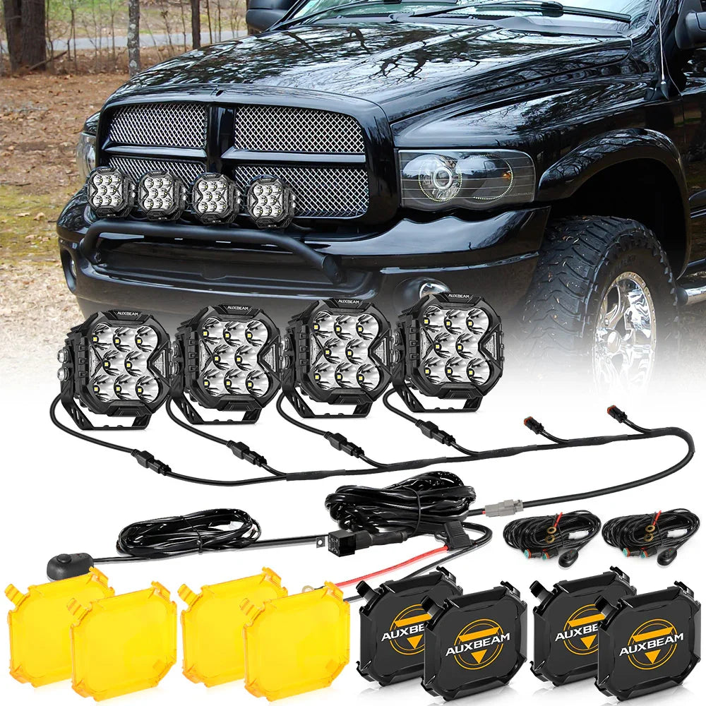 CUBE-Z Series 4 Inch Spot LED Pod Lights Off Road Lights with White DRL & Amber Turn Signal Lights