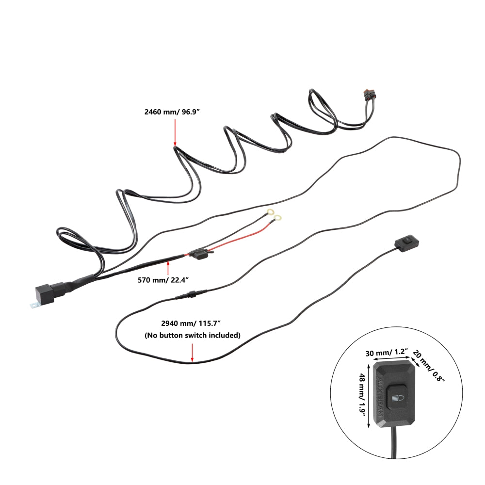 2.5M 16AWG Wiring Harness Customized for AUXBEAM Pod Lights