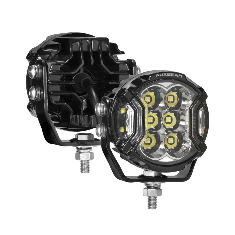 V-ULTRA Series 3/5/7/9 Inch LED Side Shooter Amber/White Pod Lights with Amber DRL