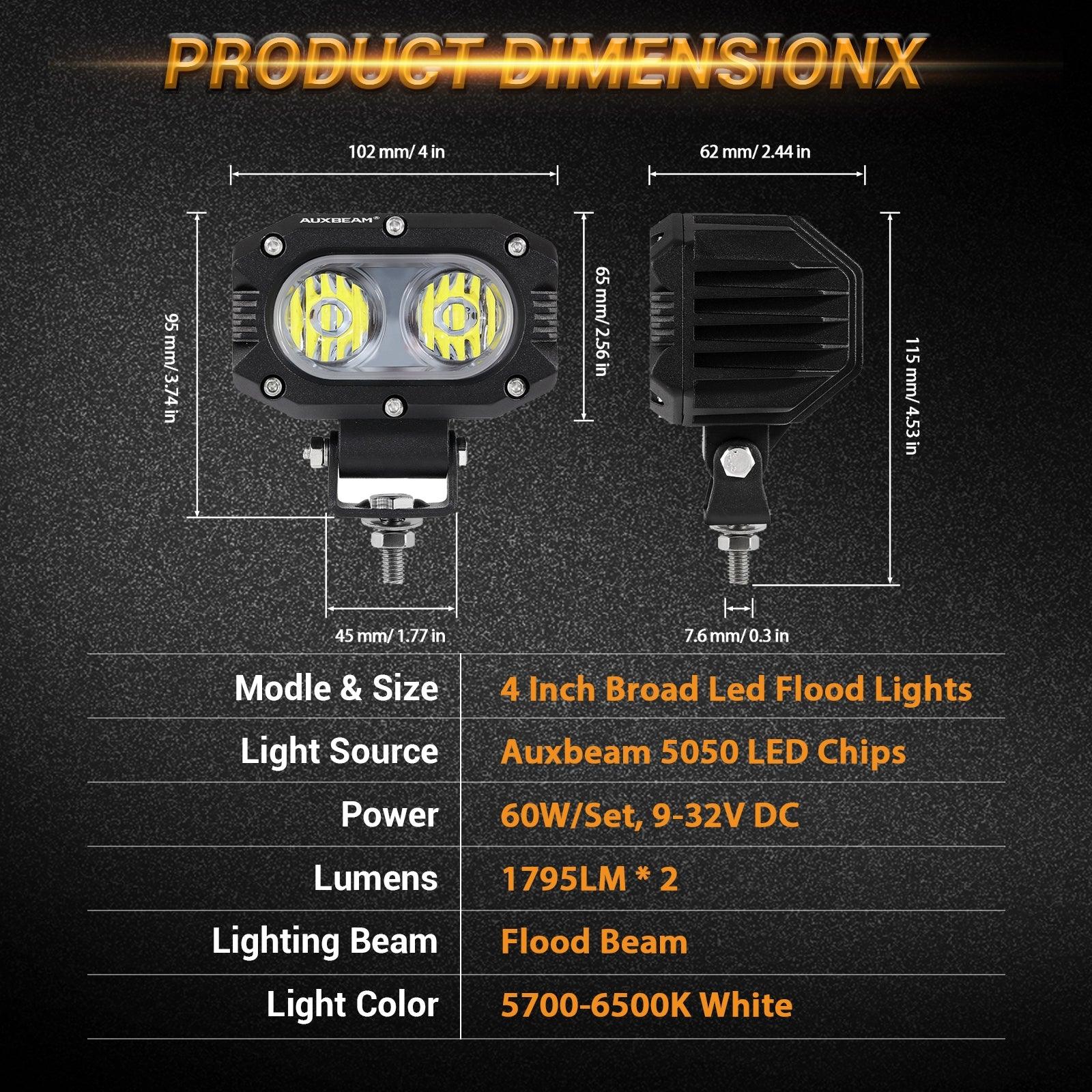 R4 Series | 4 Inch 60W Corrugated Lens 120° Wide Beam LED Pods Lights