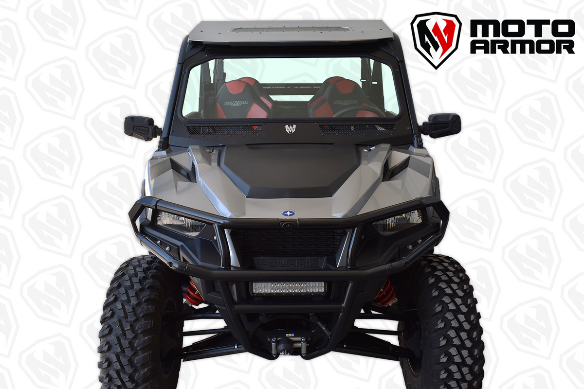 Vented Full Glass Windshield for Polaris General Black