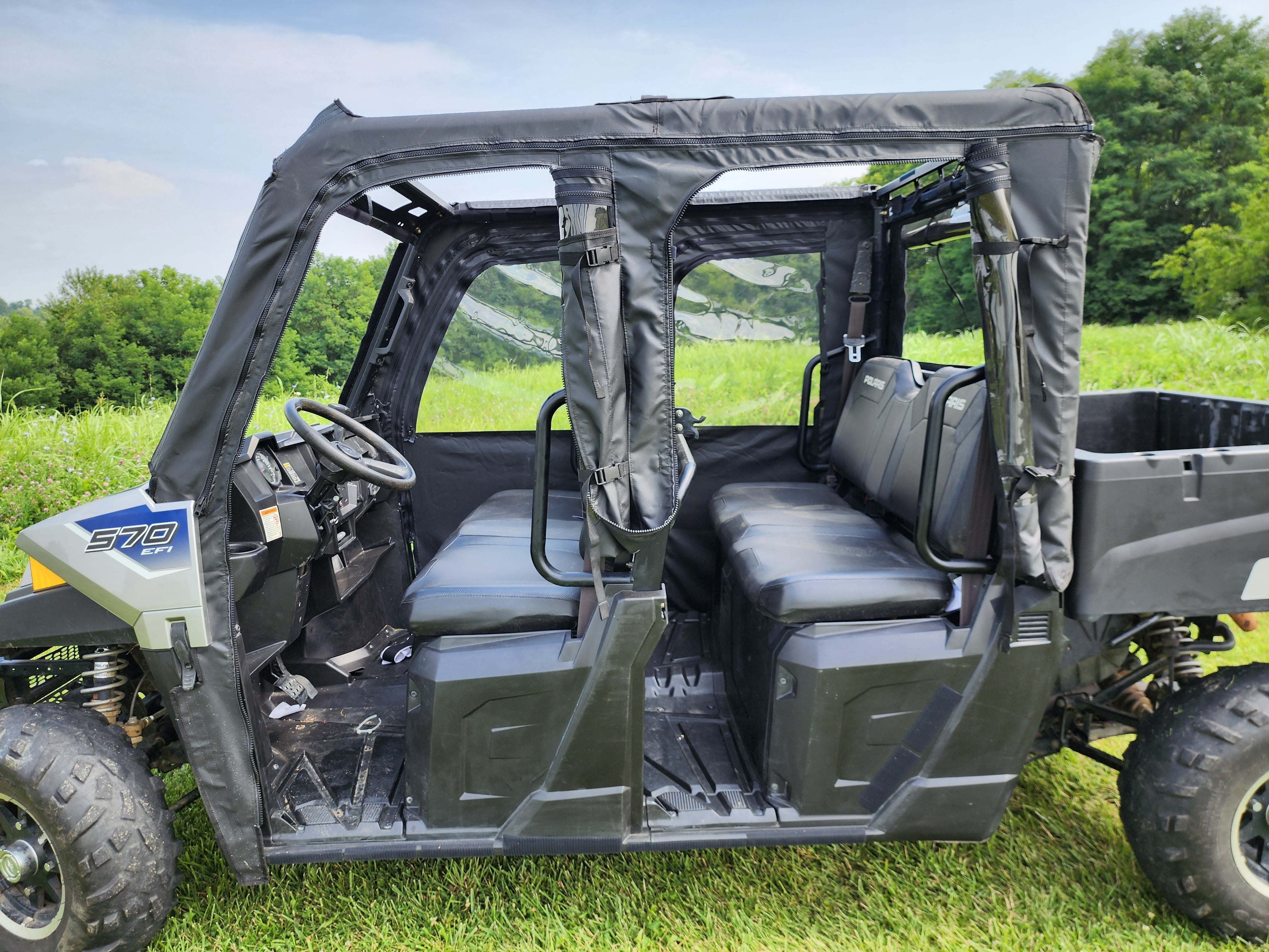 Polaris Ranger Crew 570 Mid Size - 4 Passenger - BLACK - Full Cab Enclosure for Hard Windshield