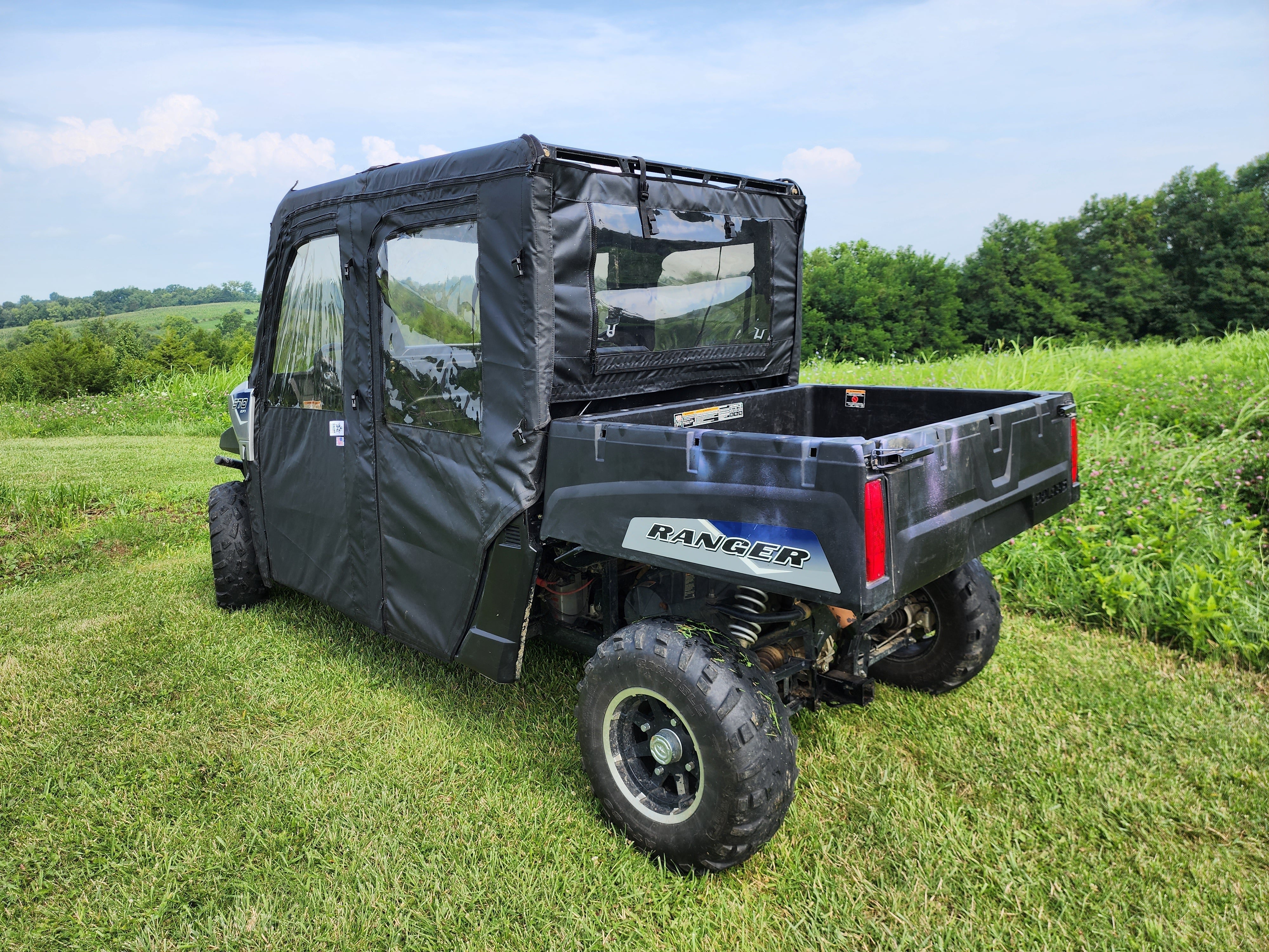 Polaris Ranger Crew 570 Mid Size - 4 Passenger - BLACK - Full Cab Enclosure for Hard Windshield