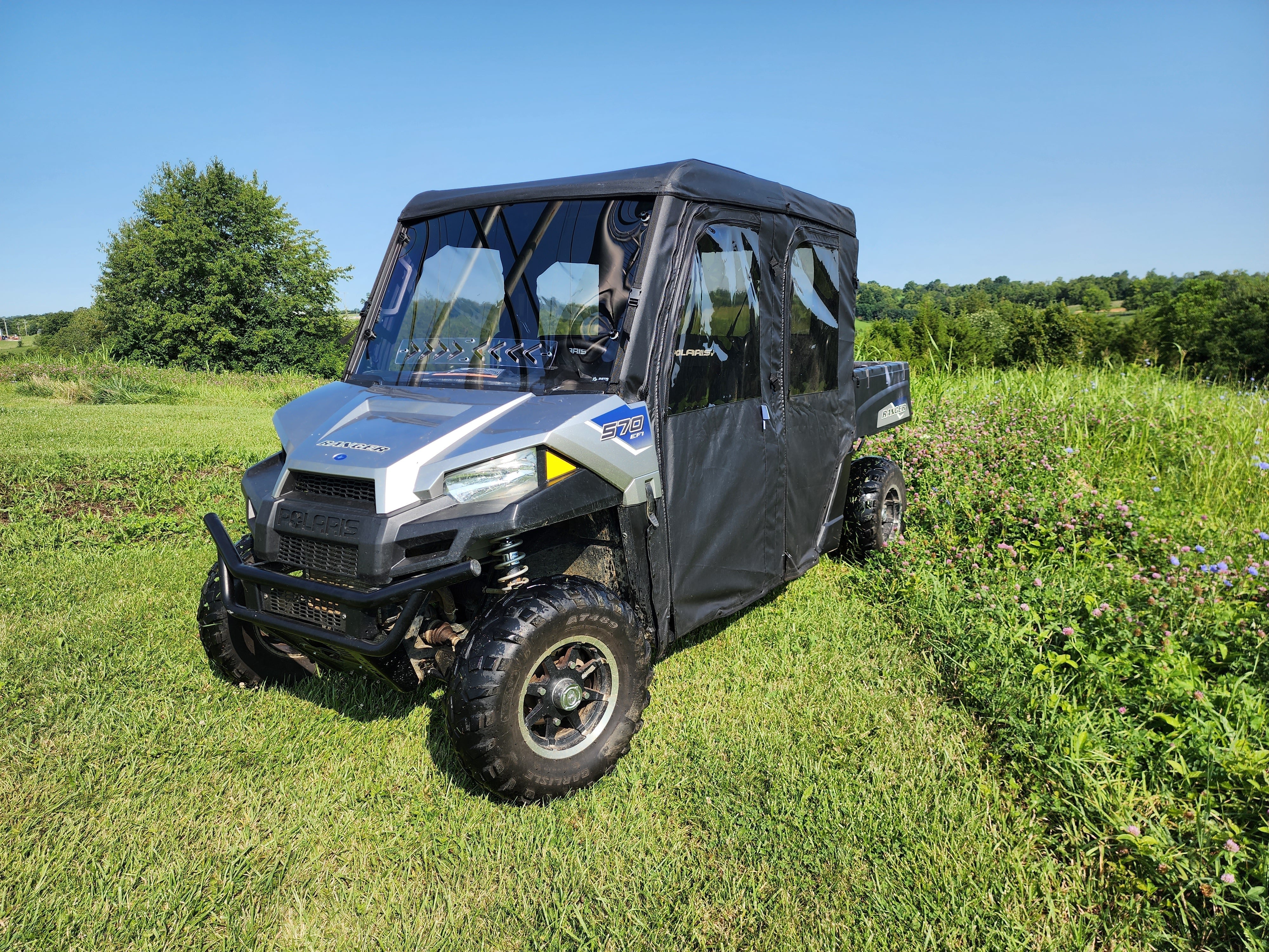 Polaris Ranger Crew 570 Mid Size - 4 Passenger - BLACK - Full Cab Enclosure for Hard Windshield