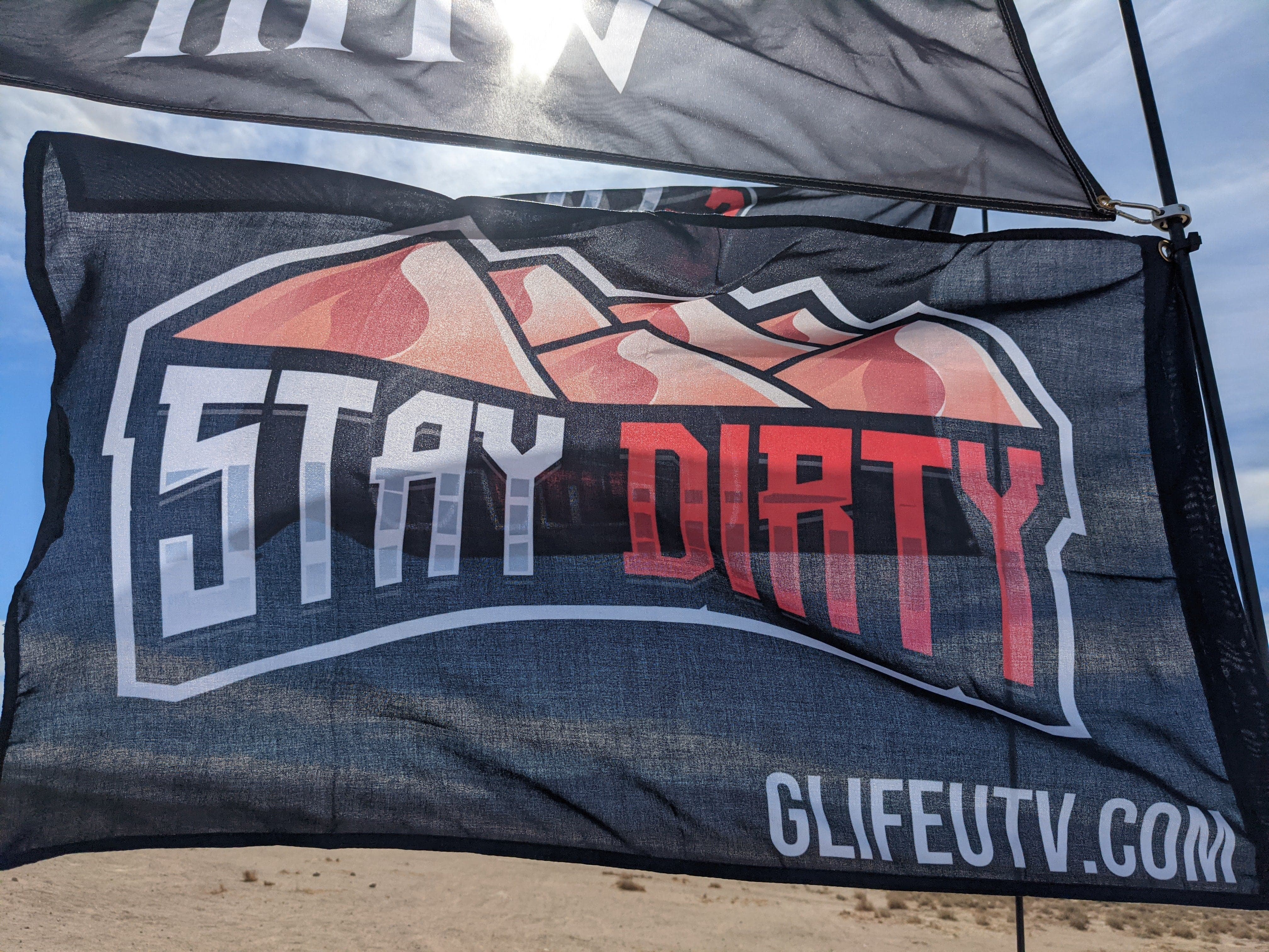 Stay Dirty with Dunes - Whip Flag 12"x18"