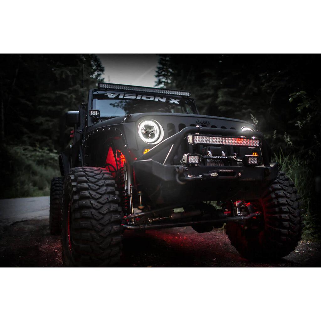 2007-2017 Jeep JK VX LED Headlight Kit - Chrome | Amber Halo