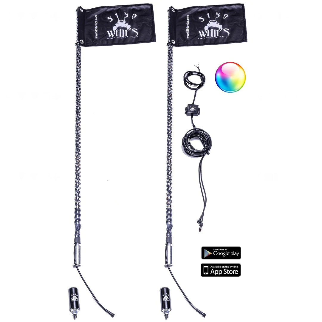 5150 Whips PREMIUM 2X 187 LED Whips (1 Pair) - G Life UTV Shop Parts