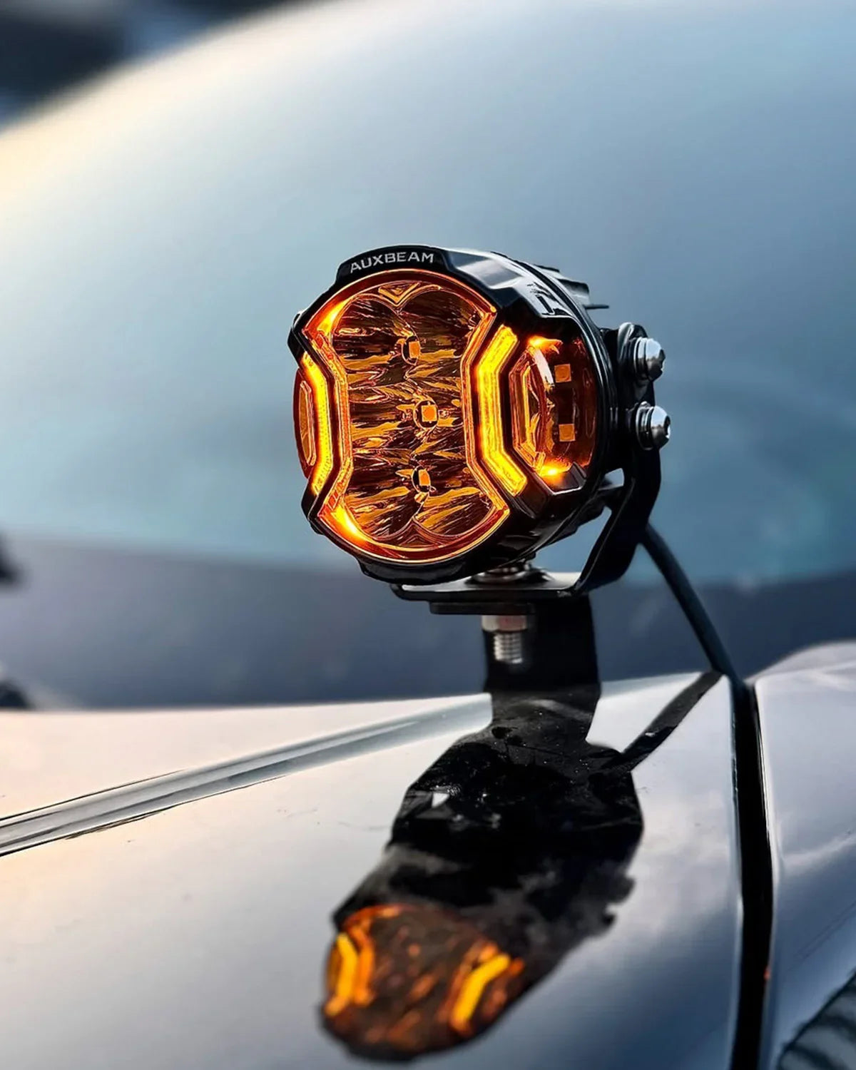 V-ULTRA Series  3/5/7/9 Inch LED Side Shooter Amber/White Pod Lights with Amber DRL